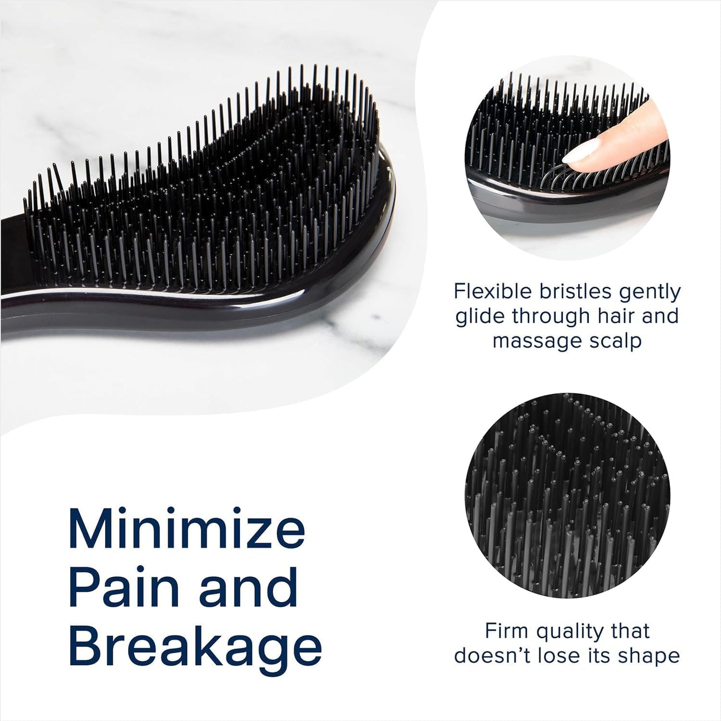 Crave Naturals Biggie Glide Thru Hair Brush - Detangler Brush for Curly, Straight, Wet or Dry Hair - Gentle Detangling Brushes for Adults, Kids, Toddlers - Hair Accessories for Women, 8.4x3.4 - Black
