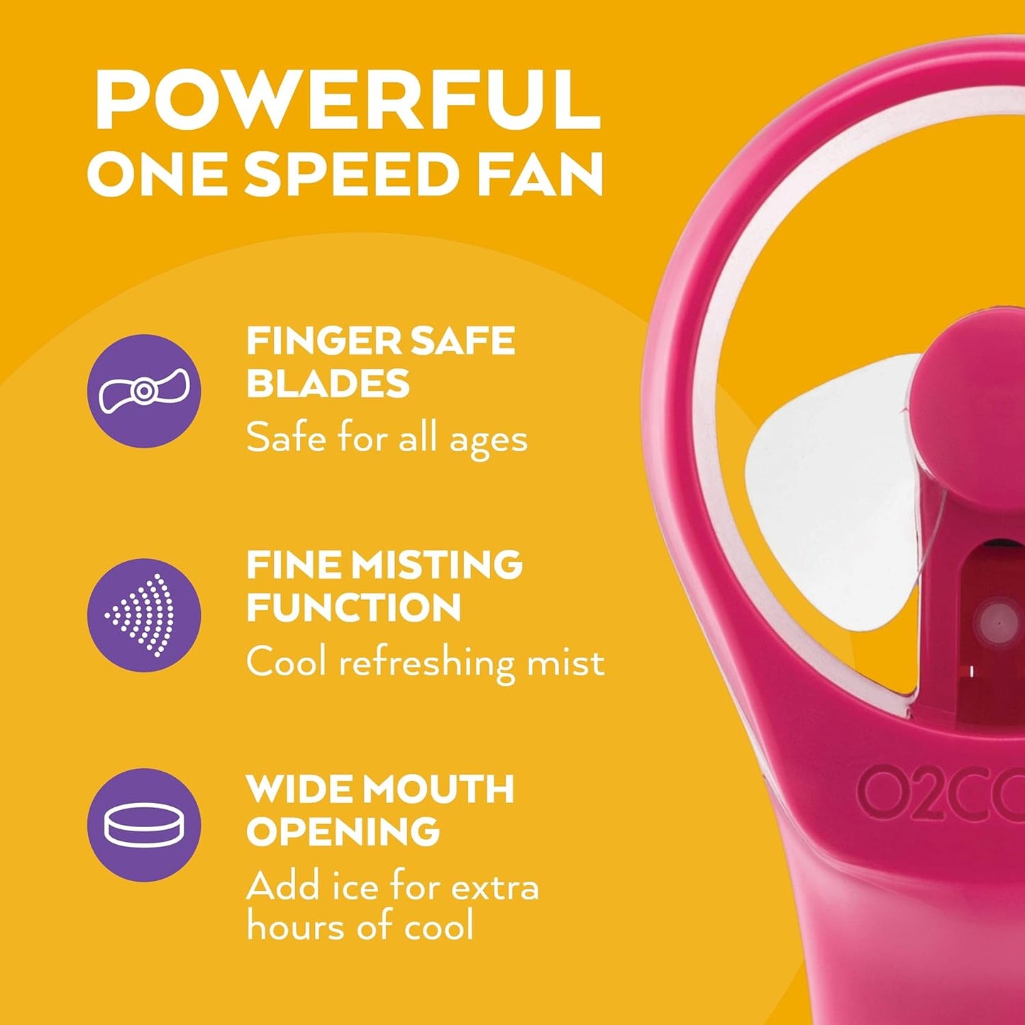 O2COOL Elite Battery Powered Handheld Water Misting Fans (Raspberry)…