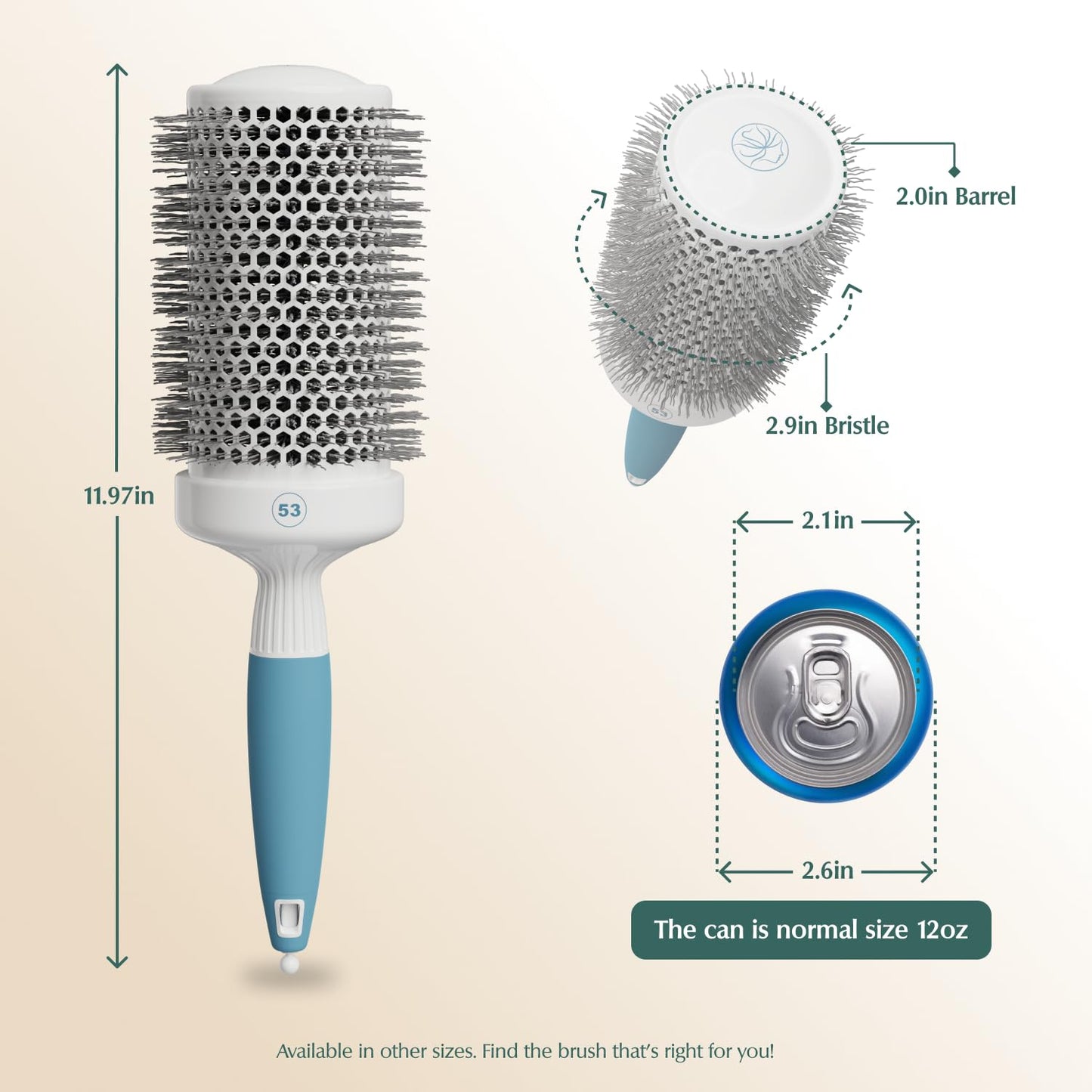 Professional Round Brush for Blow Drying - Large Ceramic Ion Thermal Barrel Brush for Sleek, Precise Heat Styling and Maximum Volume - Lightweight Hair Brush for Smooth, Manageable Hair (2 Inch) (Not Electrical)
