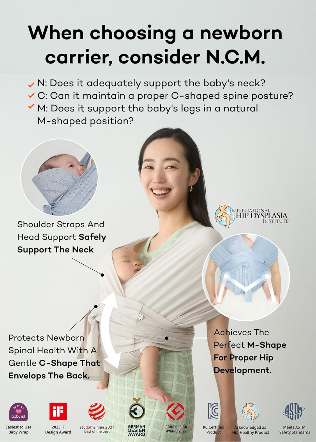 Konny Baby Carrier Flex AirMesh with Head Support- Adjustable, Easy to Wear Baby Wrap Sling, Perfect for Newborn Babies Essentials up to 44 lbs (XS-XL) -Wood Rose