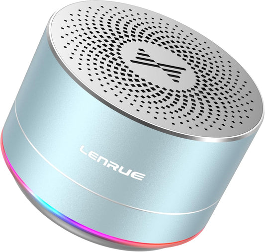 LENRUE Portable Bluetooth Speakers,Wireless Speaker with Clear Sound, Long Playtime, Small Mini Metal Speaker,Christmas Birthday Gifts for Men, Women,Kids(Sky-Blue)