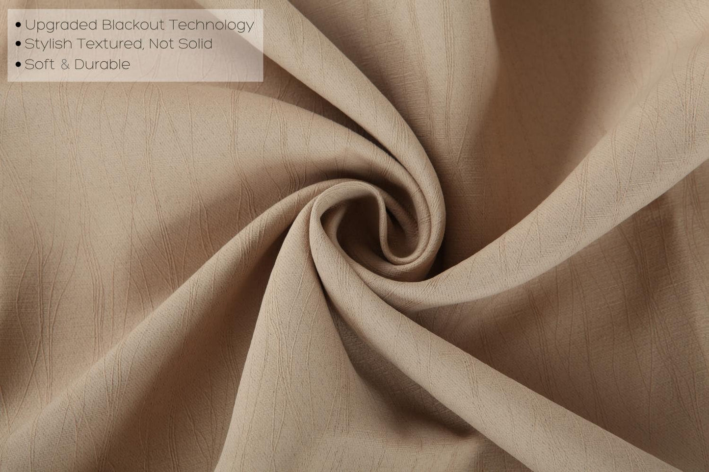 MIUCO Blackout Curtains Room Darkening Curtains Textured Grommet Window Curtains for Living Room 2 Panels 52x84 Inch Long Taupe