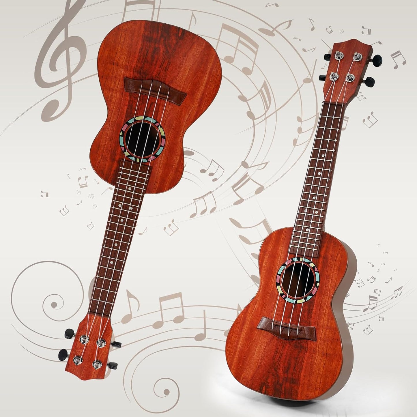Raimy Kids Guitar Ukulele - 21in Ukulele Guitar Toys for Kids Ages 3 4 5 6 7+ Year Old Boys Girls Simulated Sound Quality Music Instruments Learning Education (Mahogany)