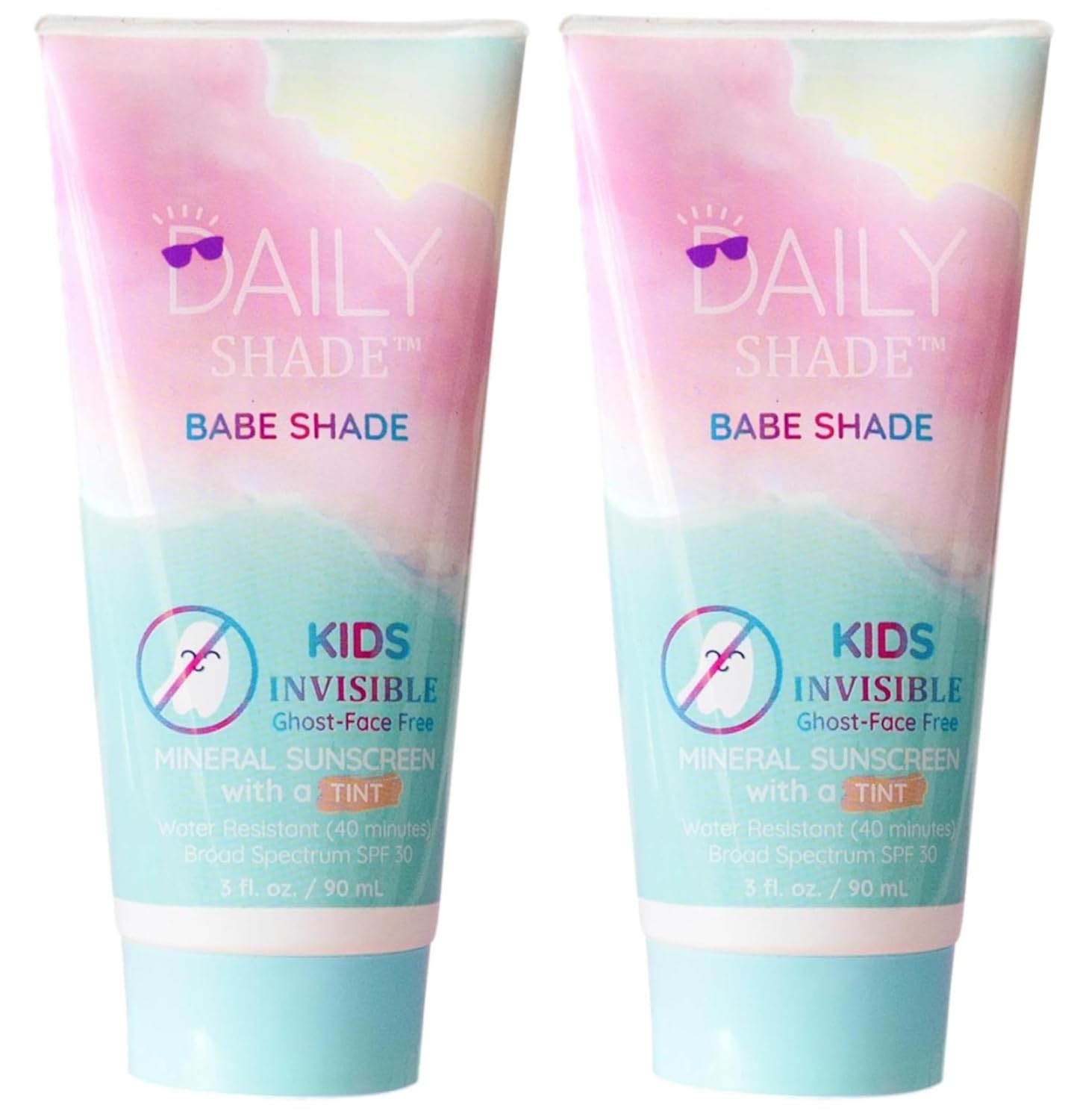 Babe Shade Kids Tinted Mineral Sunscreen for Face with SPF 30 - Non-Nano Zinc, Reef Safe, Travel Size Water Resistant & Hypoallergenic Skin Care Formula for All Types of Skin Tone - Pack 2
