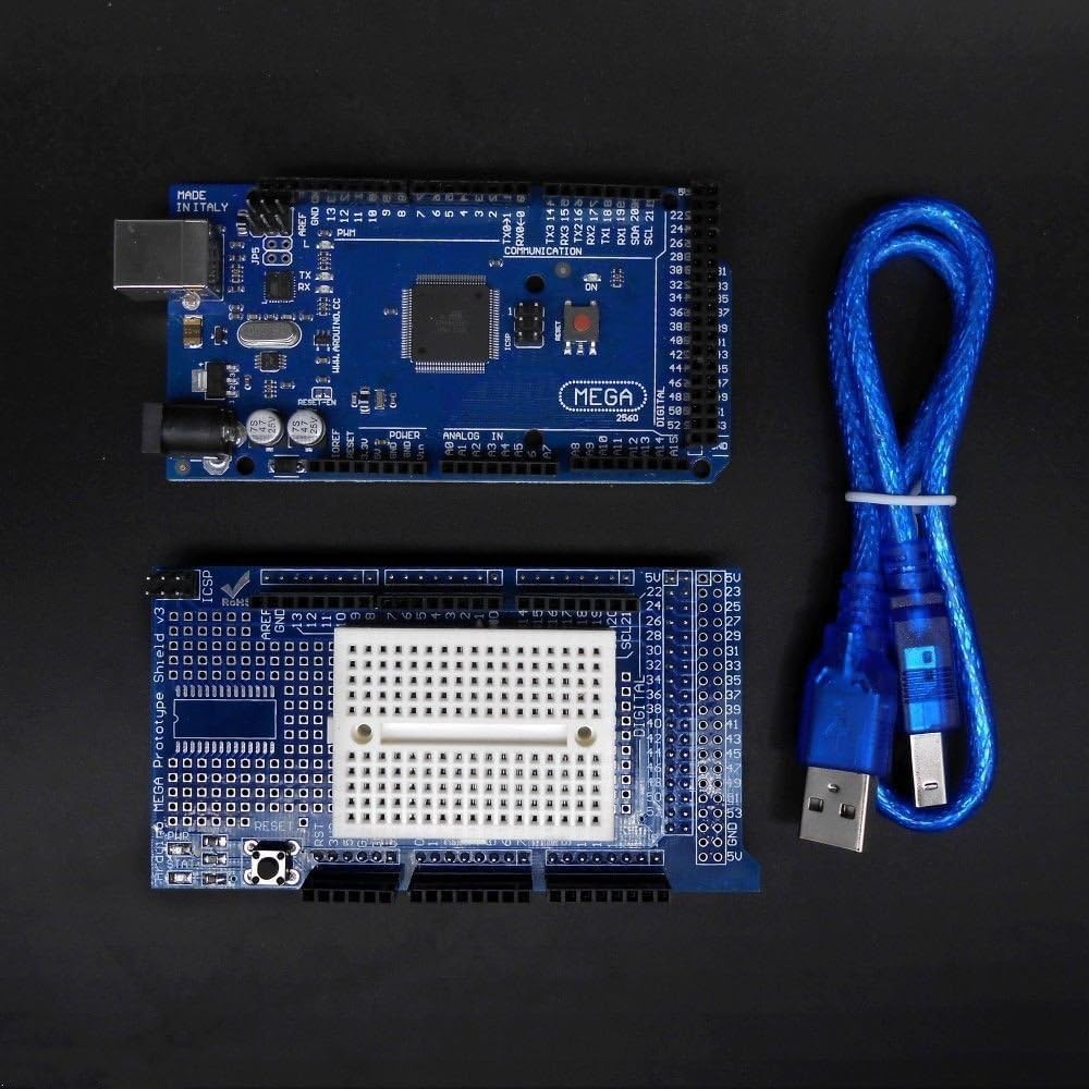 Complete Ultimate STEM Electronic Projects Starter Kit for Arduino with Mega2560, LCD1602, Servo, Stepper Motor, Sensors, Breadboard, Jumper Wire, Resistor, Capacitor, Transistor and Tutorial