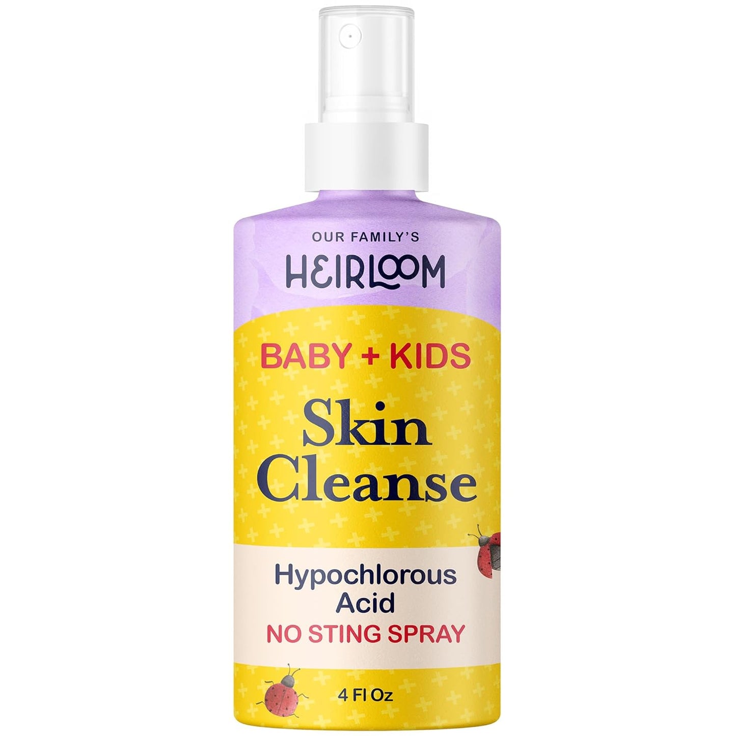 Hypochlorous Acid Spray for Kids - Gentle Skin Cleansing HOCL for Diaper Rash, Sensitive Skin, Sunburn, and Irritated Skin - No Sting, Non-Toxic, Kid-Friendly, 4 oz Spray