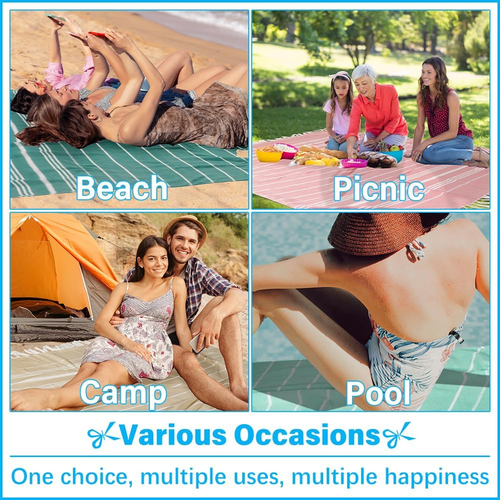 Oversized Turkish Beach Towel Blanket XXL Cotton Sandproof Towels Boho Woven Extra Large Big Sand Free Giant Throw Thick Blankets Huge Quilt XL Picnic Camping Necessities Cloud For Adult Gifts Blue