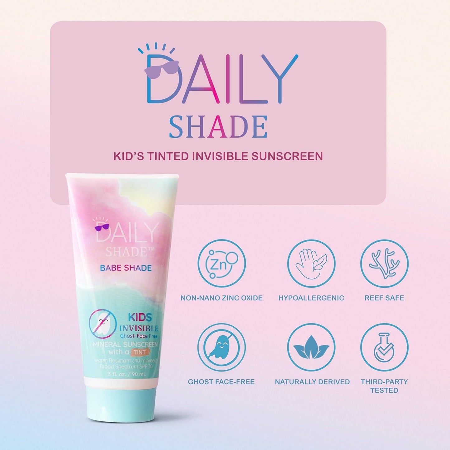 Kid's Sunscreen Starter Kit – Tinted Mineral Sunscreen for Face & Body with SPF 30, Shade Brush, Travel Bag & UV Card – Non-Nano Zinc, Reef Safe, Water Resistant & Hypoallergenic Skin Care
