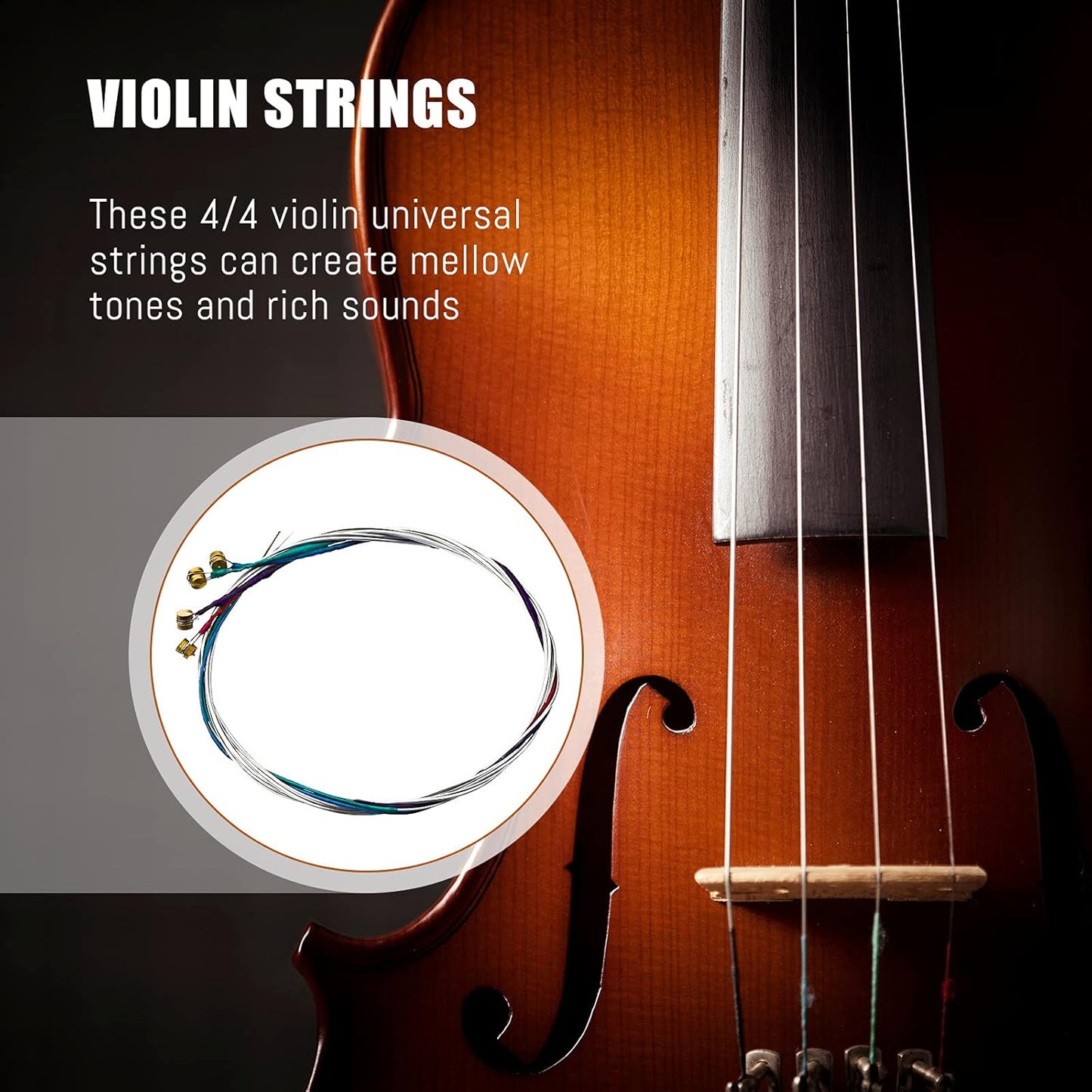 Yeshone 8 Pieces Violin Strings Universal Full Set (G-D-A-E) 4/4 Violin Universal Steel Core Dominant Fiddle Strings for Instruments 4/4 3/4 1/2 1/4 - Educator's Choice for Student