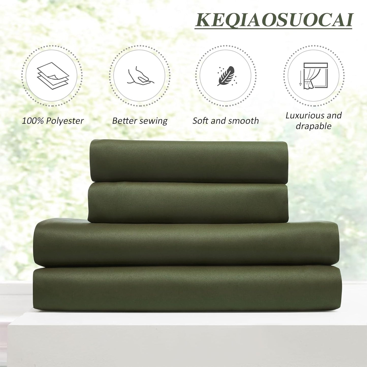 KEQIAOSUOCAI Dark Olive Pinch Pleated Curtains 63 Inches Long for Short Windows, Room Darkening Blackout Curtain Drapes for Bedroom 40 x 63 Inch -2 Panels