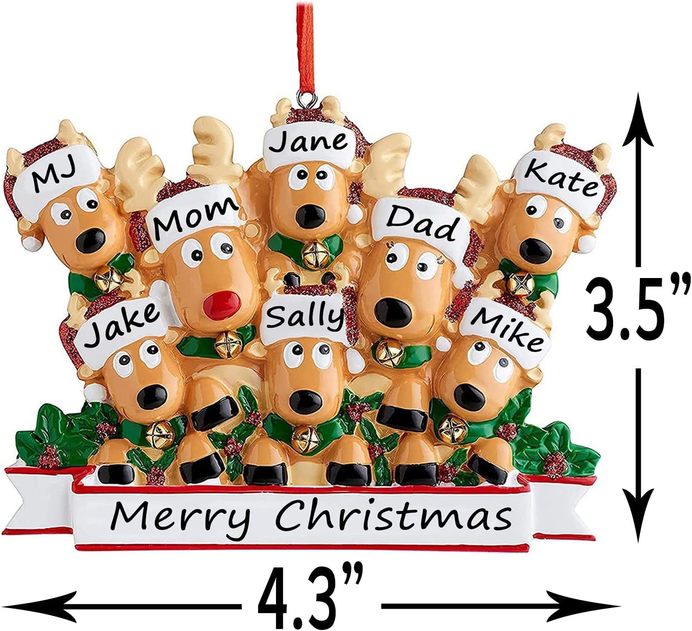 Personalized Christmas Ornaments 2025 Family of 2/3/4/5/6/7/8 Deer Christmas Ornaments Custom Name Customized Gifts for Xmas Tree,Family of 2