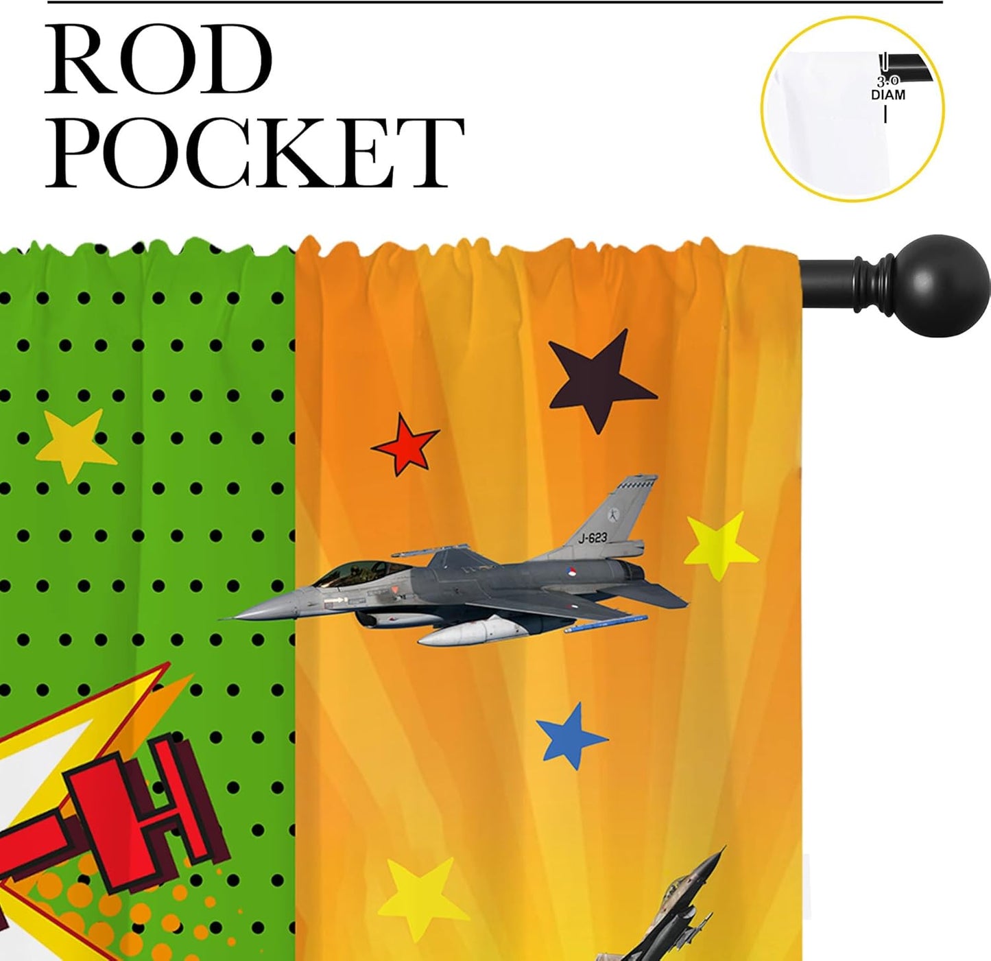 Superhero Rod Pocket Blackout Curtains for Boy Girl Bedroom, City War Explosion Comics Art Thermal Insulated Home Window Drapes for Living Room Darkening, 84x72 inch