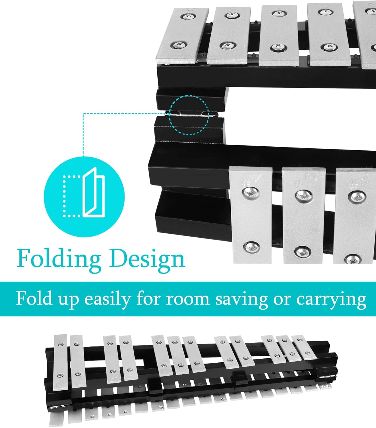 Mr.Power 30 NOTES Foldable Glockenspiel Xylophone Vibraphone Percussion Instrument Musical Instrument with Mallet, Mallet Mute Cover, Carrying Bag, Carrying Box