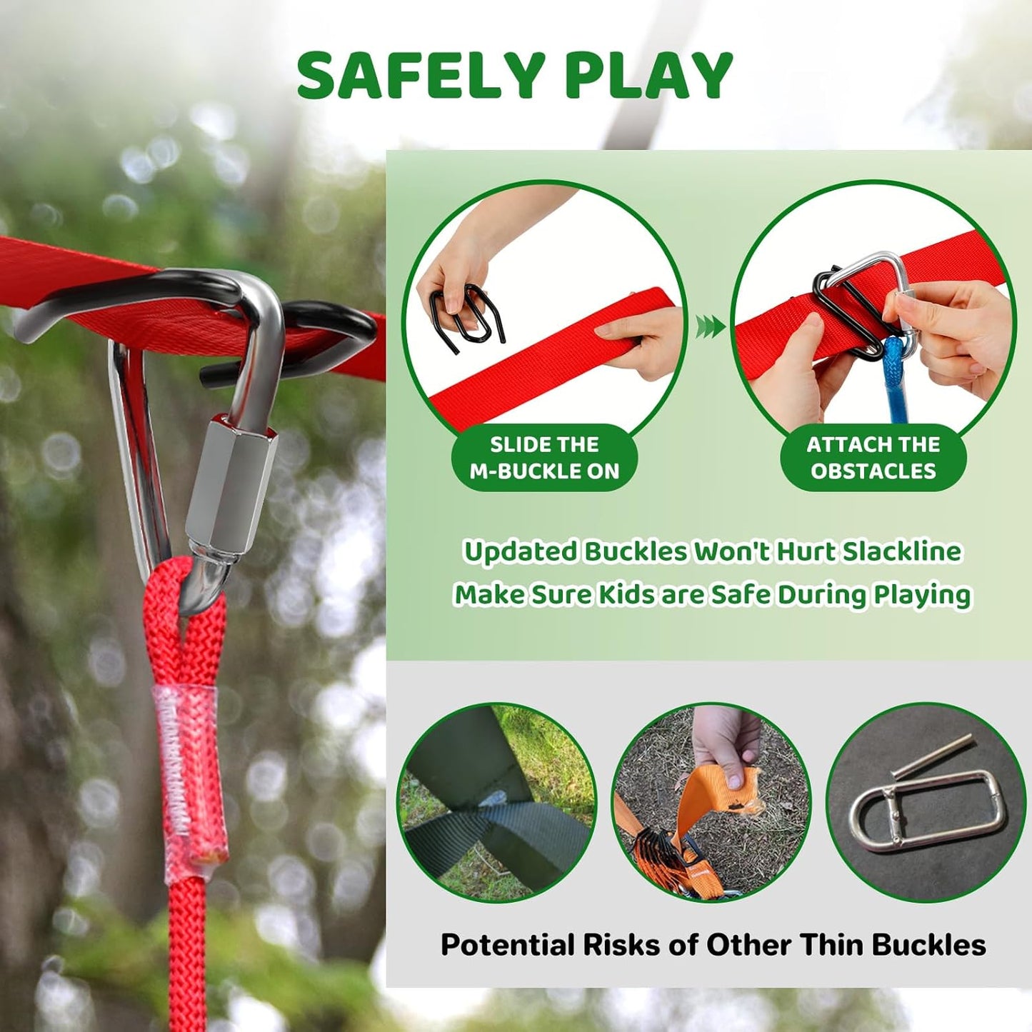 Ninja Warrior Obstacle Course for Kids Backyard - 2×65ft Slackline Kit with 10 Most Complete Accessories for Boys & Girls, Swing, Rope Ladder, Gymnastic Ring, Climbing Net, Arm Trainer and Monkey Fist