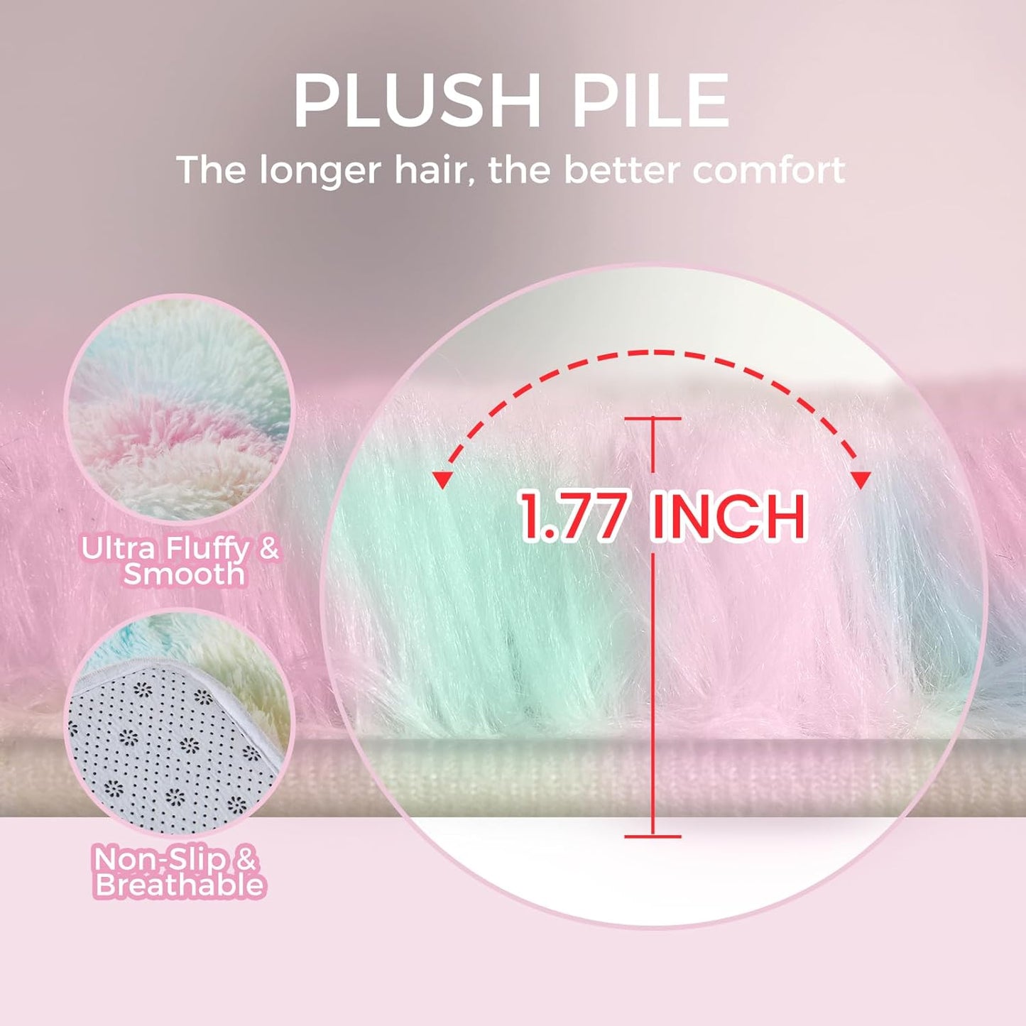 Ultra Soft Rug for Living Room, 4X6 Fluffy Shag Area Rug for Bedroom, Modern Shaggy Carpets Fuzzy Rug for Teens Dorm Nursery Home Decor Aesthetic, Upgrade Anti-Skid Durable, Rainbow