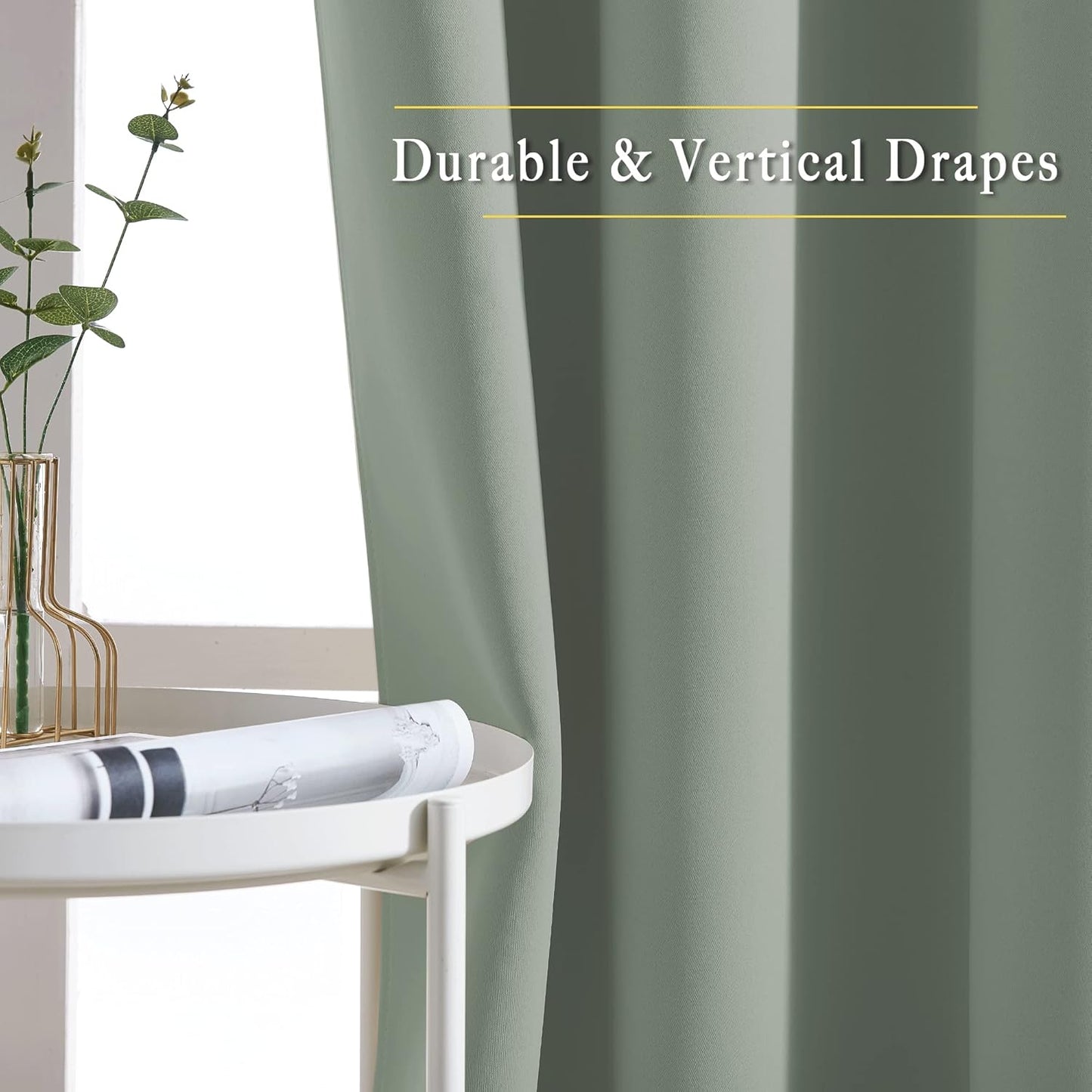 NICETOWN Blackout Sage Green Curtains for Cafe 36 inch Length, Grommet Room Darkening Sound Reducing Solid Window Treatments, W52 x L36, 2 Panels