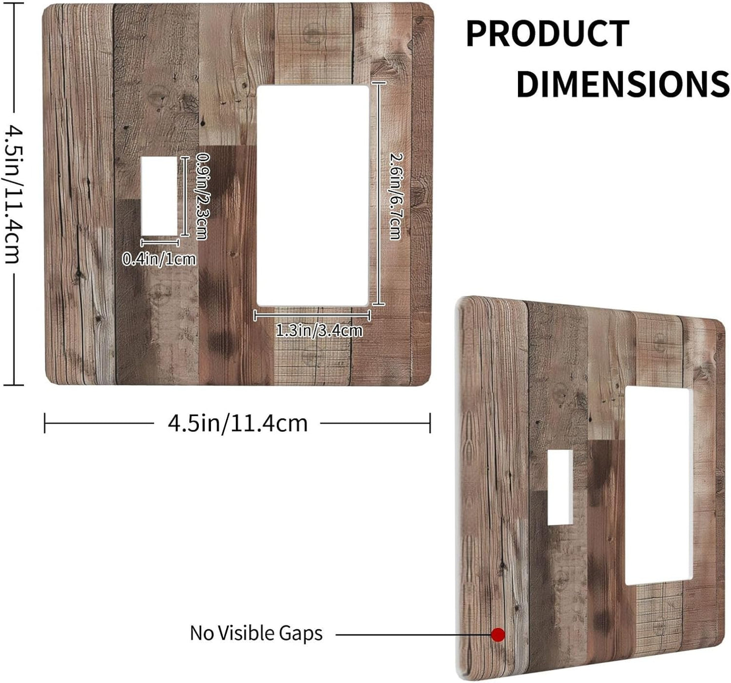 Decorative Outlet Covers Retro Wood Plank Vintaga Wooden Board 2 Gang 1 Gang Wall Plate Cover Single Toggle Rocker Combo Light Switch Cover Plate Face Plate for Bedroom Home Decor