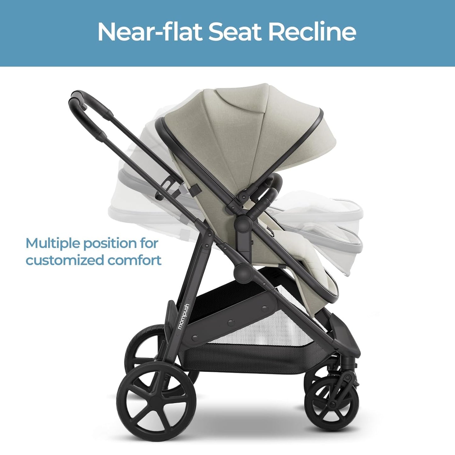 Mompush Wiz 2 in 1 Baby Stroller with Bassinet Mode, Convertible Infant Stroller for Newborn and Toddler with Reversible Seat and Large UPF 50+ Canopy