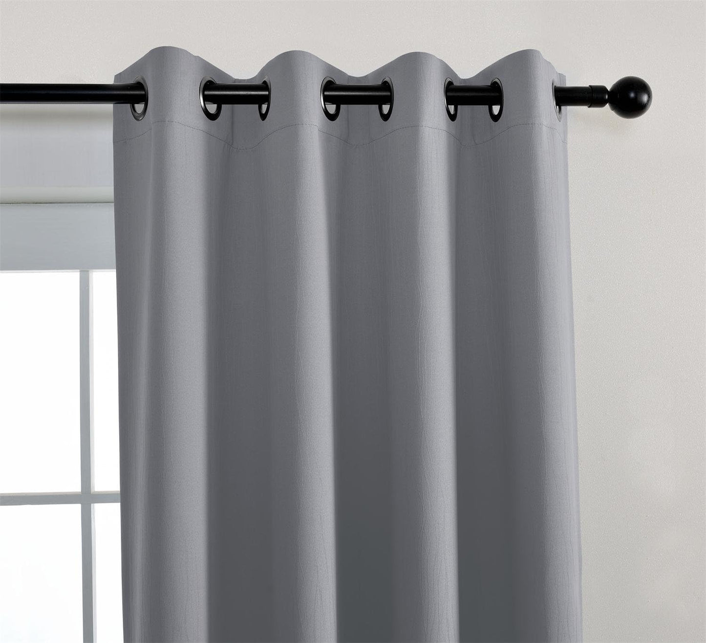 MIUCO Blackout Curtains Room Darkening Curtains Textured Grommet Window Curtains for Living Room 2 Panels 52x84 Inch Long Silver