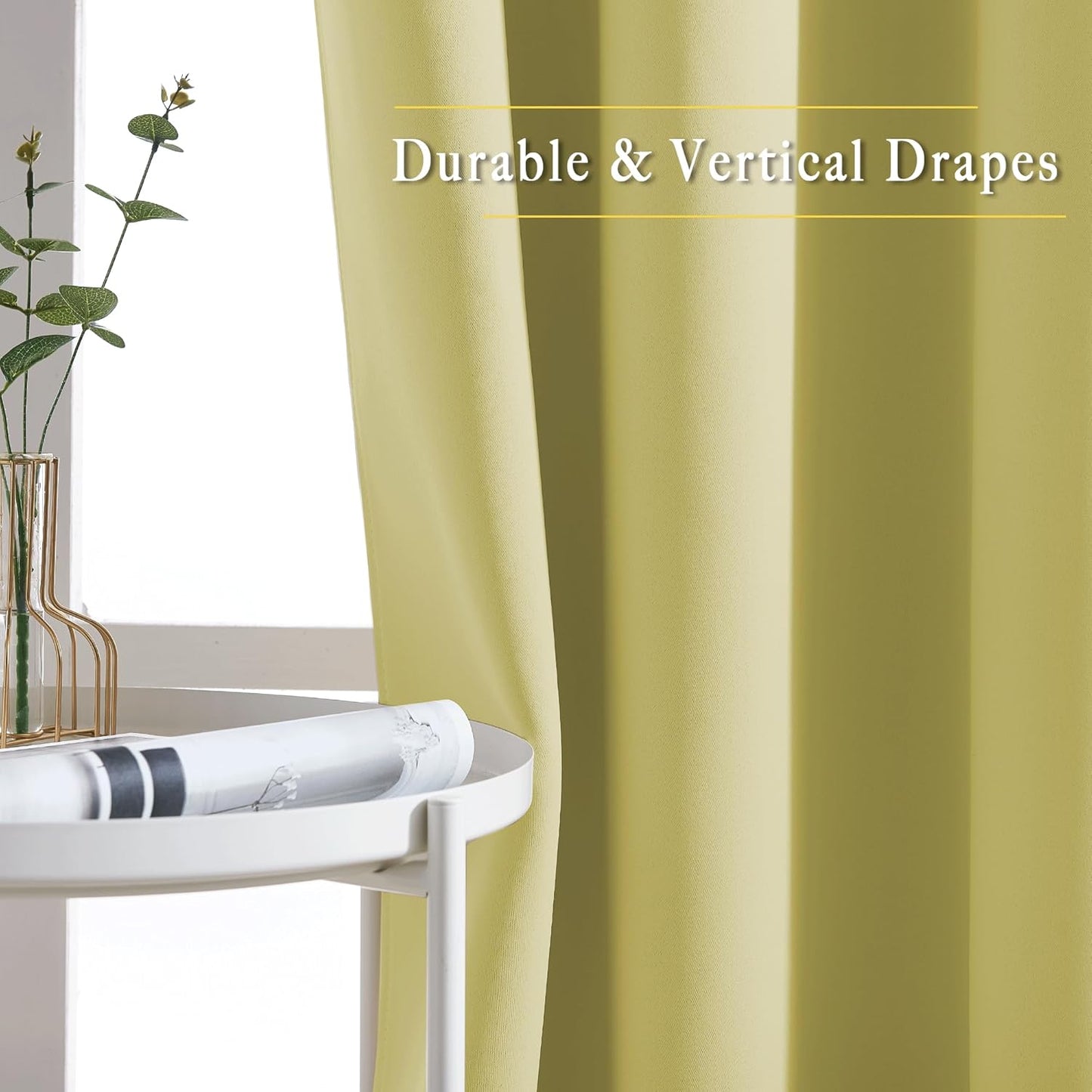 NICETOWN Room Darkening Curtains for Girls Room - Thermal Insulated Solid Grommet Room Darkening Panels/Drapes for Girl's Bedroom (Paler Yellow, 1 Pair, 52 by 54-Inch)