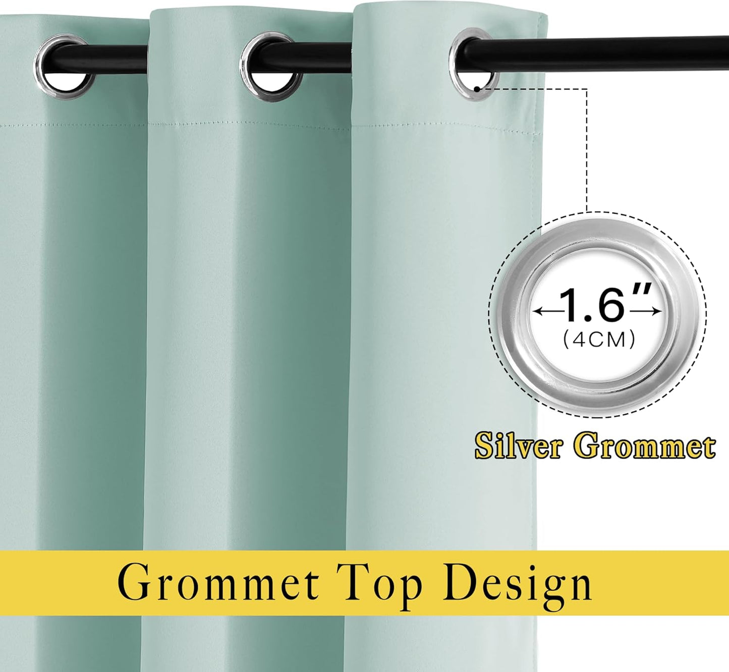 NICETOWN Insulated Curtains Blackout Draperies - Triple Weave Microfiber Home Thermal Insulated Solid Ring Top Blackout Curtains/Panels for Bedroom(Aqua Blue, Set of 2, 66 x 90 Inch)