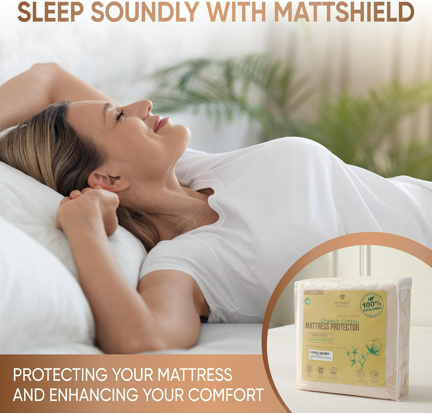 Waterproof Organic Mattress Protector California King - Organic Cotton Breathable Mattress Pad Cover - 250 GSM Comfort - Deep Pocket - Fitted Comfort