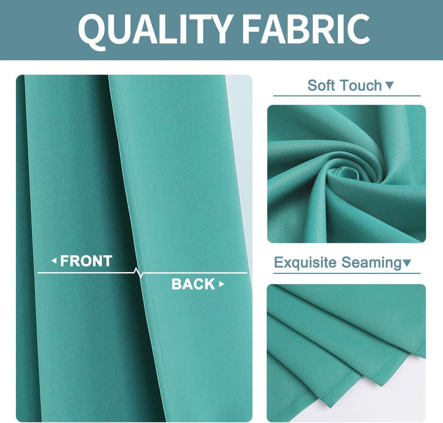 ChrisDowa Small Window Curtains for Kitchen and Bedroom - Grommet Short Thermal Insulated Room Darkening Curtains (2 Panels, Teal, 34 x 36 Inch)