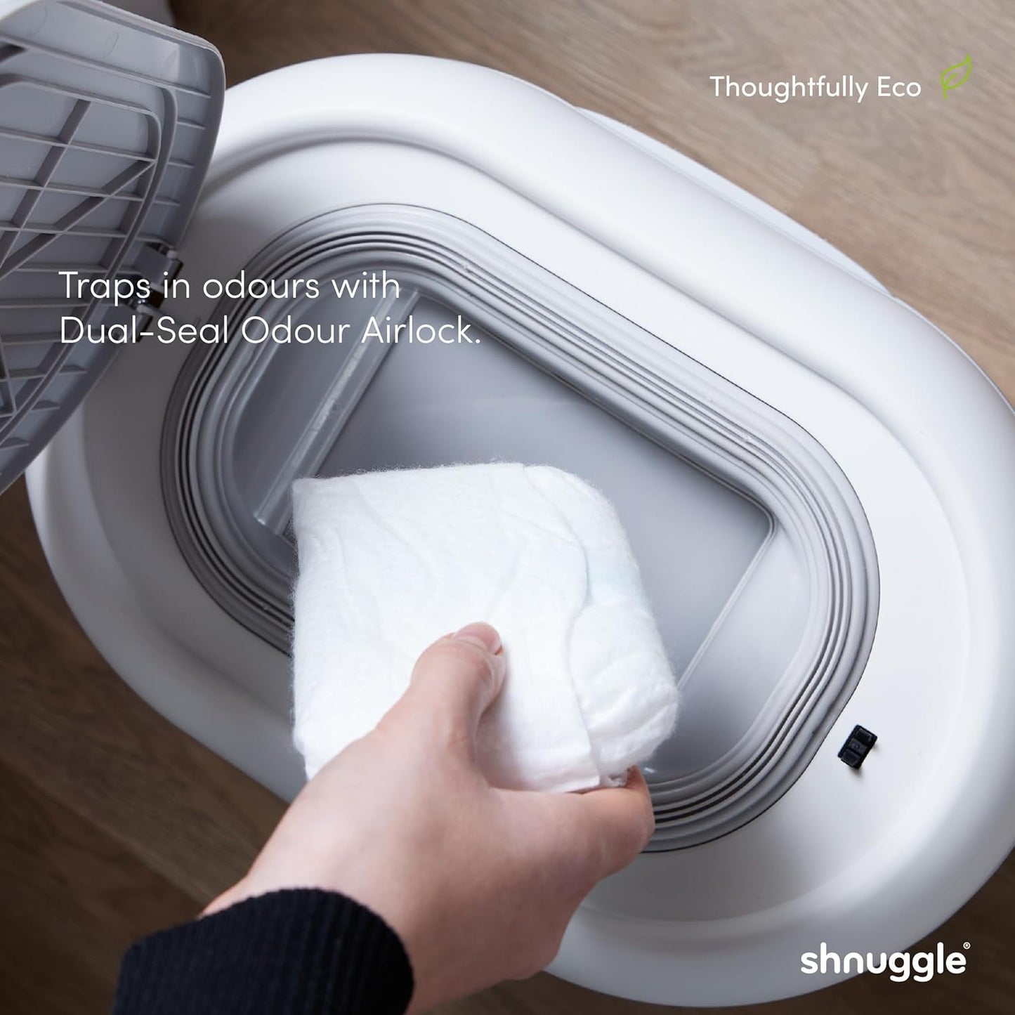 Changing Essentials Bundle - Squishy Changing Mat Eucalyptus + Eco-Touch Diaper Bin + Better Bag Liners - Wipeable, Odor-Locking, Eco-Friendly, No Costly Refills