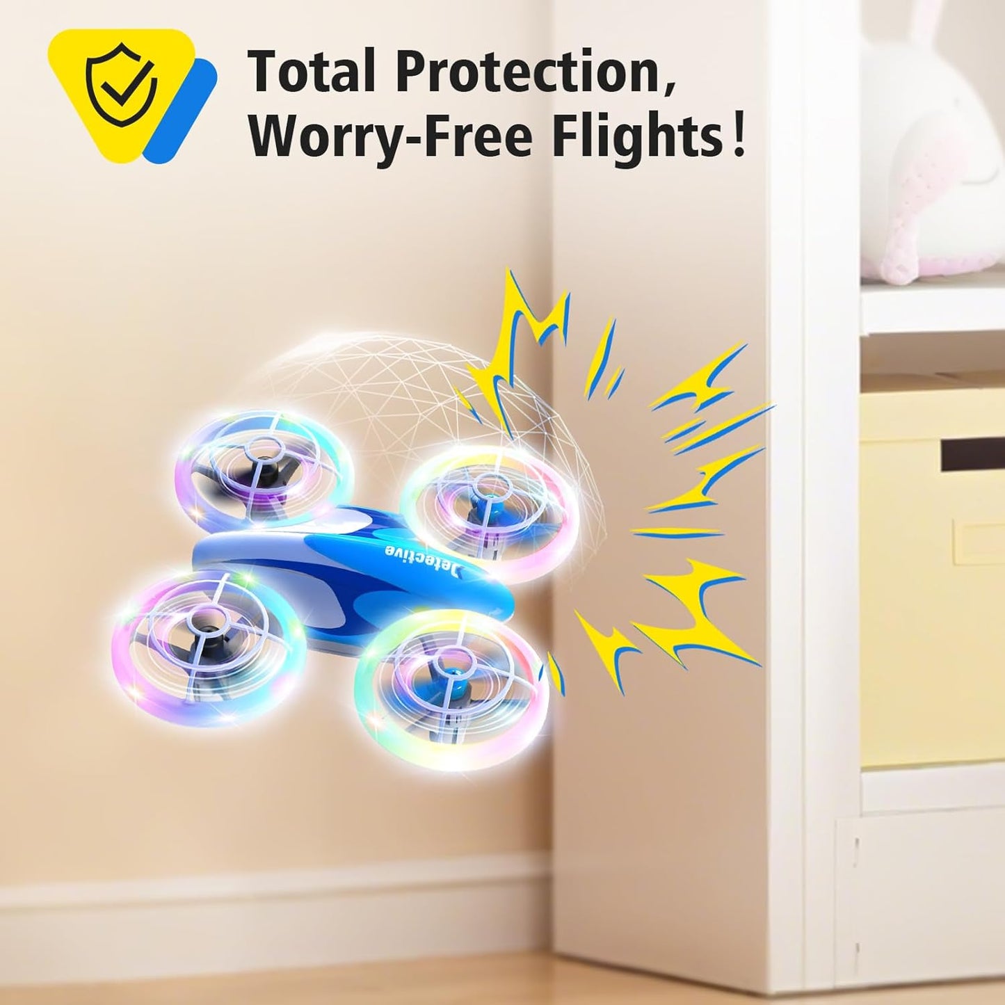 053Drone for Kids,Colourful LED RC Drone, Drone kids for Beginners,3D Flips,Altitude Hold, Propeller Full Protect,Mini drone Toy With 3 Batteries, Great Gift Toy for Boys and Girls