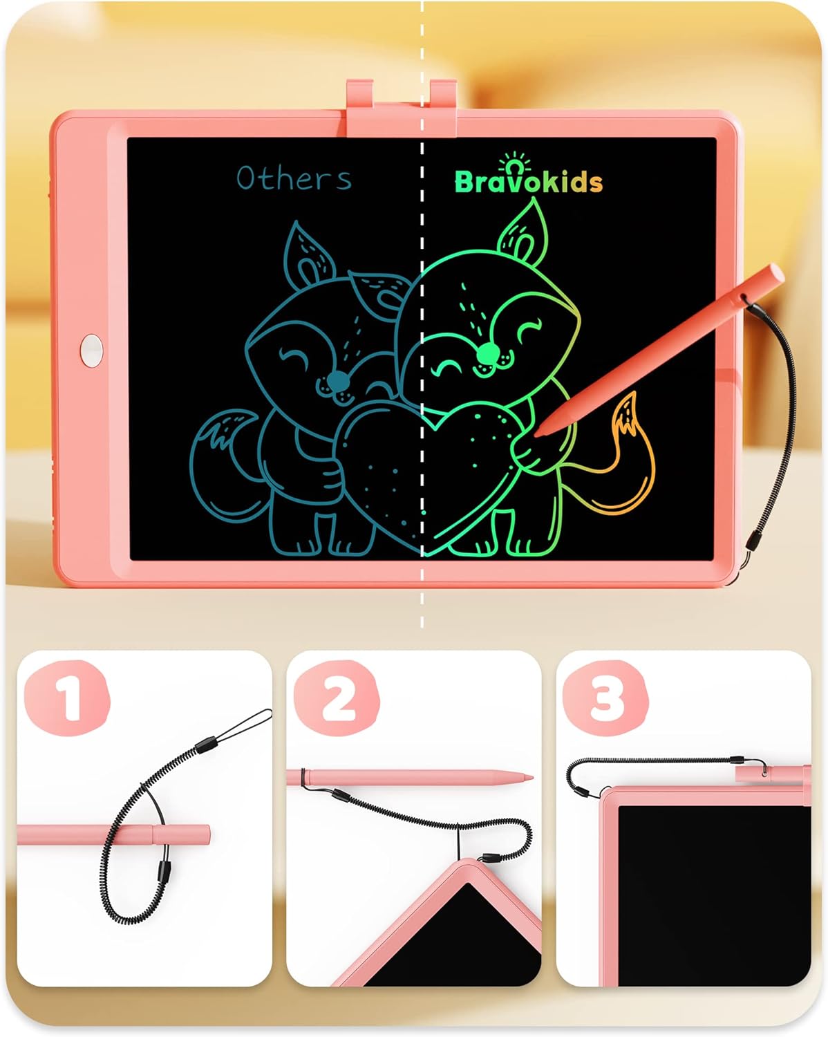 Bravokids Toys for 3-6 Years Old Girls Boys, LCD Writing Tablet 10 Inch Doodle Board, Electronic Drawing Pads, Educational Birthday Gift for 3 4 5 6 7 8 Years Old Kids Toddler (Light Pink)