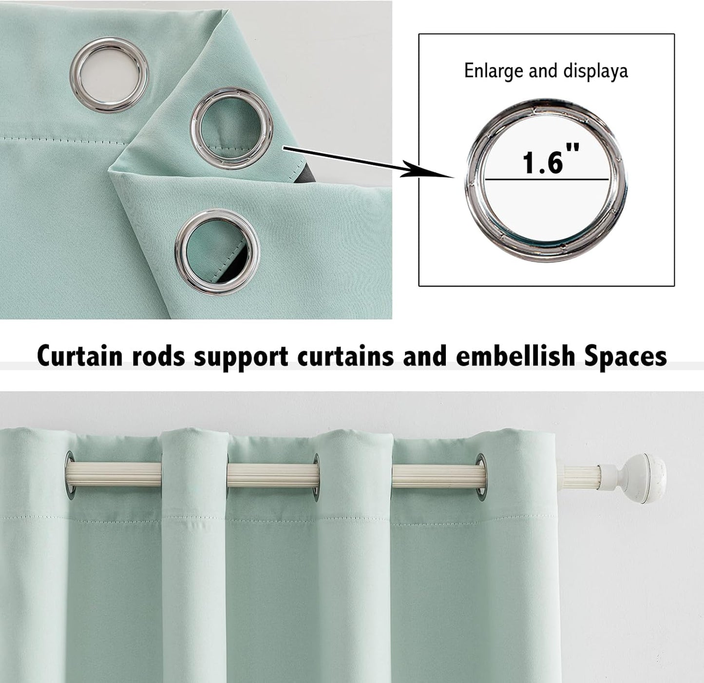 Anytime 100% Blackout Curtain Set, Thermal Insulated & Energy Efficiency Window Draperies for Guest Room, Full Shading Panels for Shift Worker and Light Sleepers（Light Blue, 2 Panels, 70W x 108L）