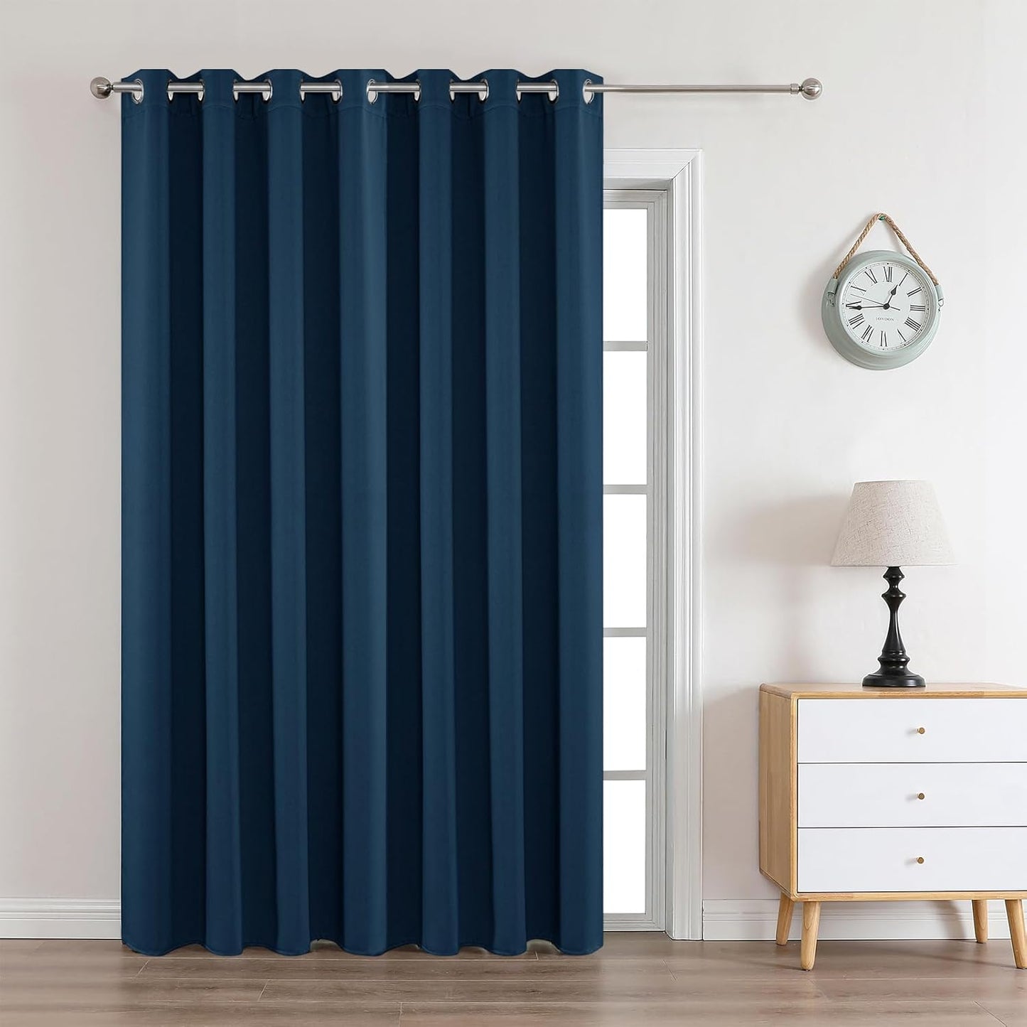 Joydeco Blackout Curtains 90 Inches Long 1 Panel, Thermal Insulated Long Curtains& Drapes 1 Piece, Room Darkening Grommet Drapes for Living Room Bedroom Window (W70 x L90 Inch, Navy Blue)