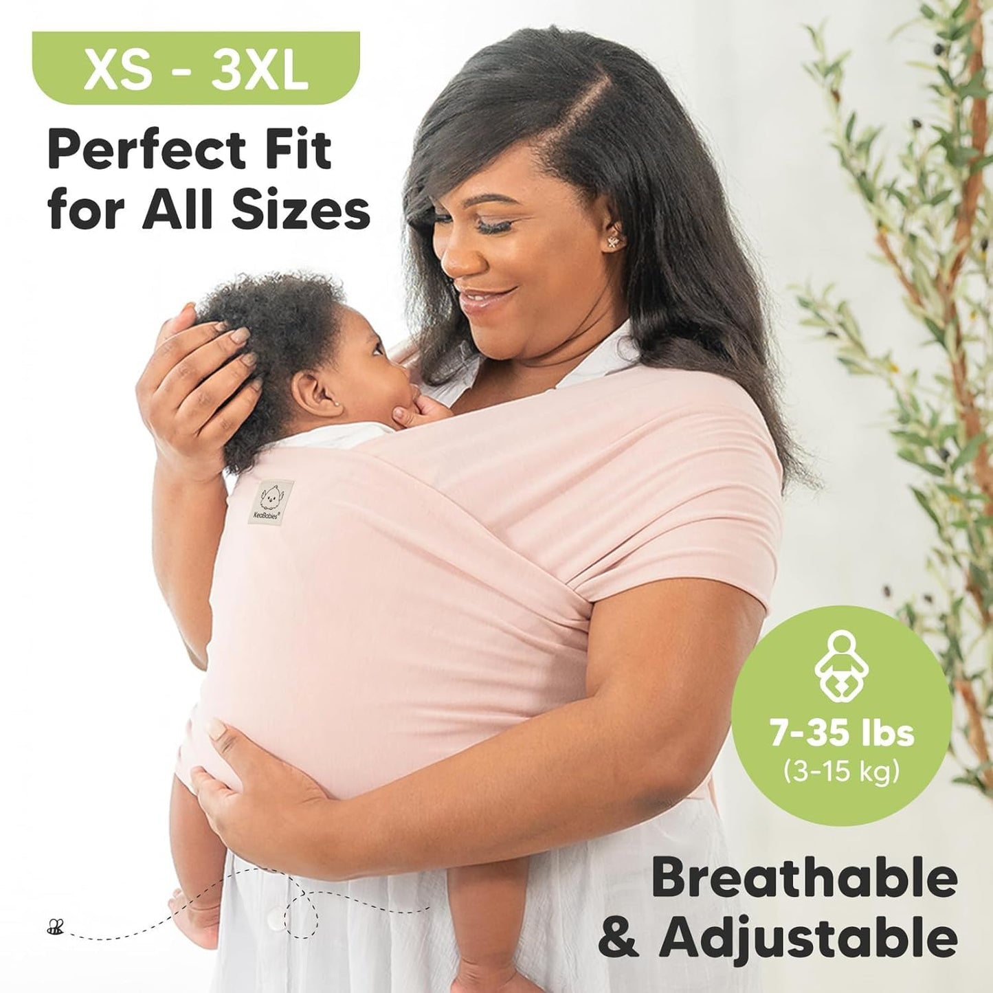 KeaBabies Baby Wrap Carrier - All in 1 Original Baby Carrier Newborn to Toddler Sling, Easy to Wear, Hands Free Bonding, Lightweight, Breathable Infant Wraps (Saddle Brown)