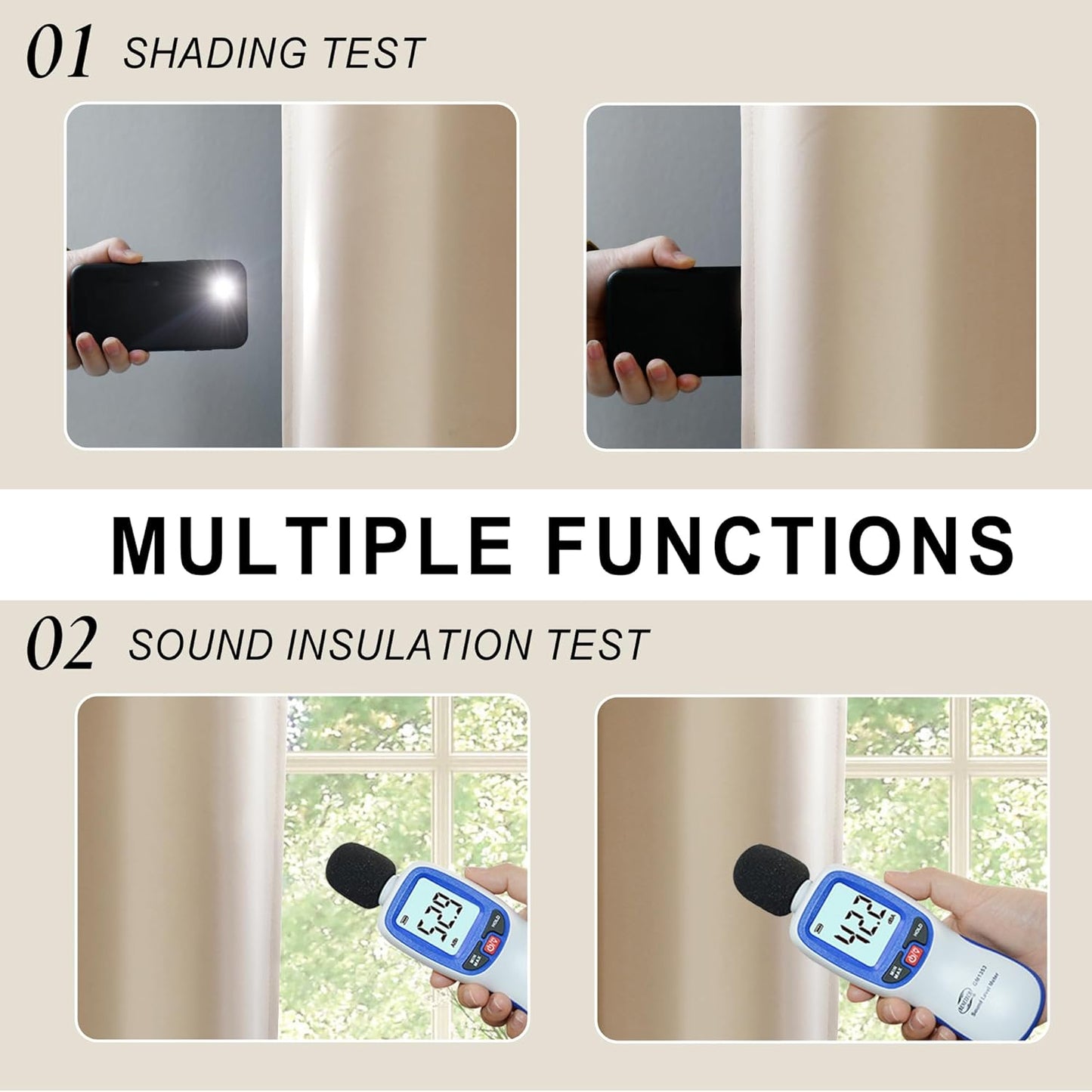 XWZO 100% Blackout Curtains 2 Panels Set, Rod Pocket Thermal Insulated Black Liner, Noise Reducing and Heat Blocking Drapes for Bedroom and Studio Windows with Tiebacks, Biscotti Beige, W70 x L63