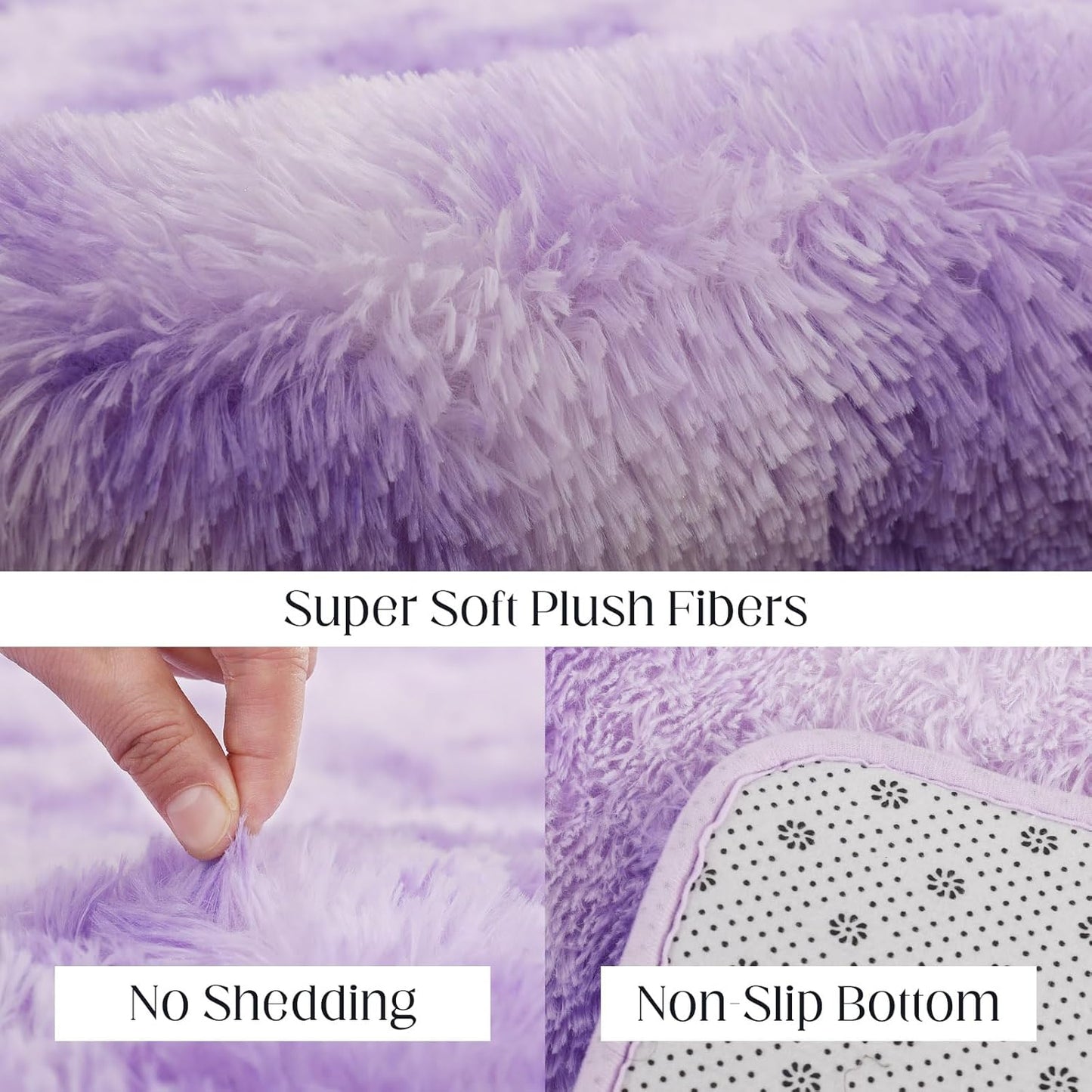Luxury 4x6 Area Rug, Ultra Soft Rugs for Living Room, Plush Carpet Rugs for Bedroom, Non-Slip Indoor Rug for Nursery, Study Room, Playroom, Home Decor, Tie-Dyed Purple