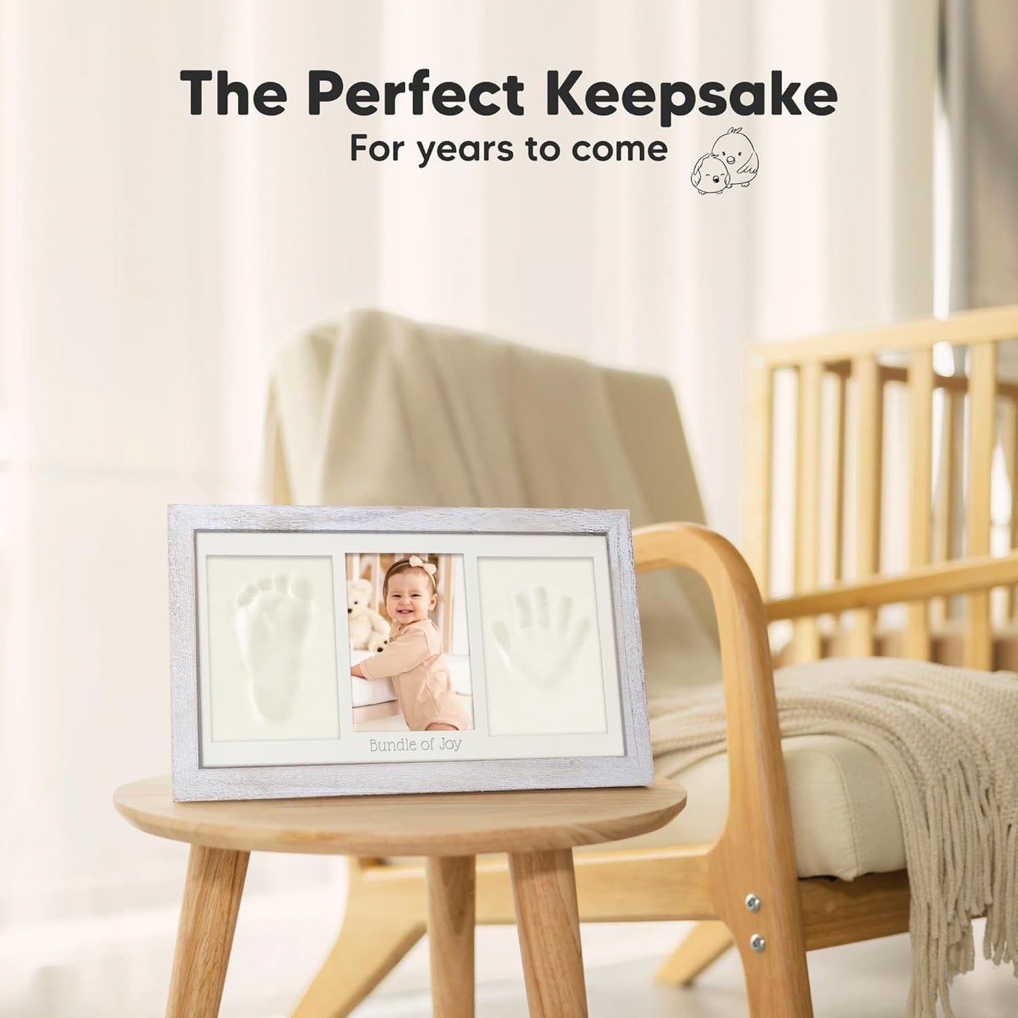 Baby Hand and Footprint Kit - Clay Handprint Keepsake Frame, Newborn Nursery Picture Frame, Personalized New Mom Gifts for Baby Shower & Registry (Vintage Gray)