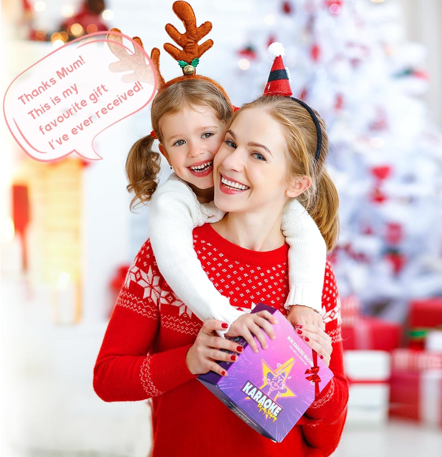YLL Mini Karaoke Machine for Kids Adults, Portable Bluetooth Speaker with 2 Wireless Microphones,Toys Birthday Gifts for Girls 3, 4, 5, 6, 7, 8, 9, 10, 11, 12+ Years Old Toddler Teens(White)