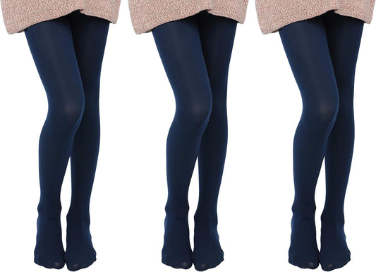 EVERSWE 3 Pairs Pack Girls Microfiber Tights Multiple Colors