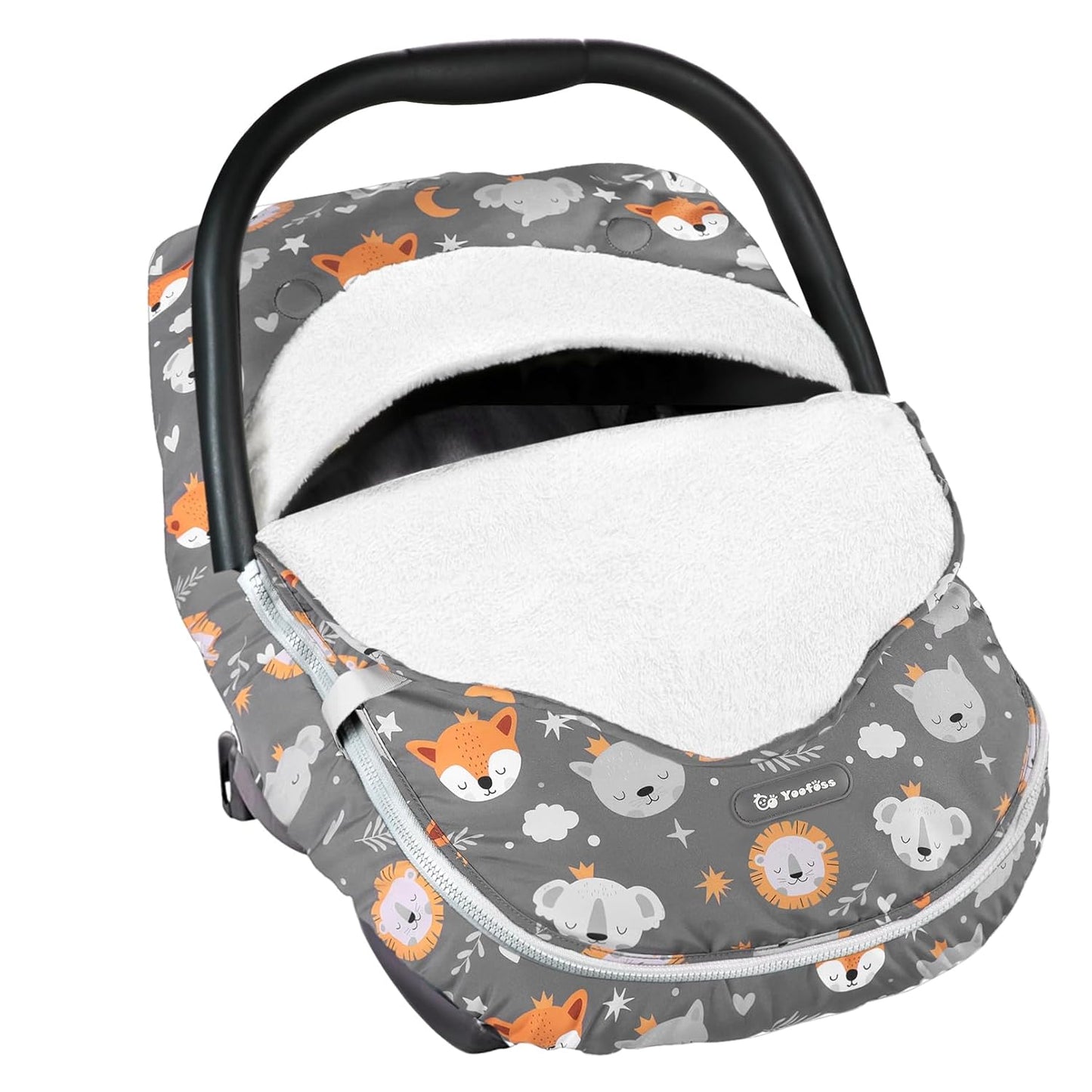 Yoofoss Baby Car Seat Cover Winter Carseat Canopies Cover to Protect Baby from Cold Wind, Super Warm Plush Fleece Baby Carrier Cover for Infant Boys Girls (Fox)