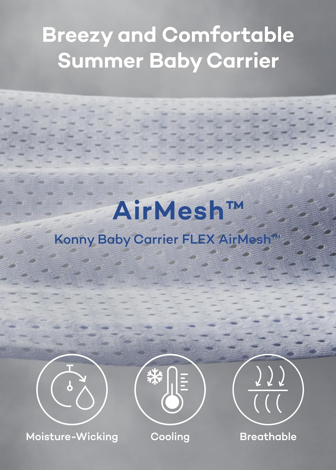 Konny Baby Carrier Flex SoftBreeze with Head Support - Adjustable, Easy to Wear Baby Wrap Sling, Perfect for Newborn Babies Essentials up to 44 lbs (XS-XL) - Neutral Beige