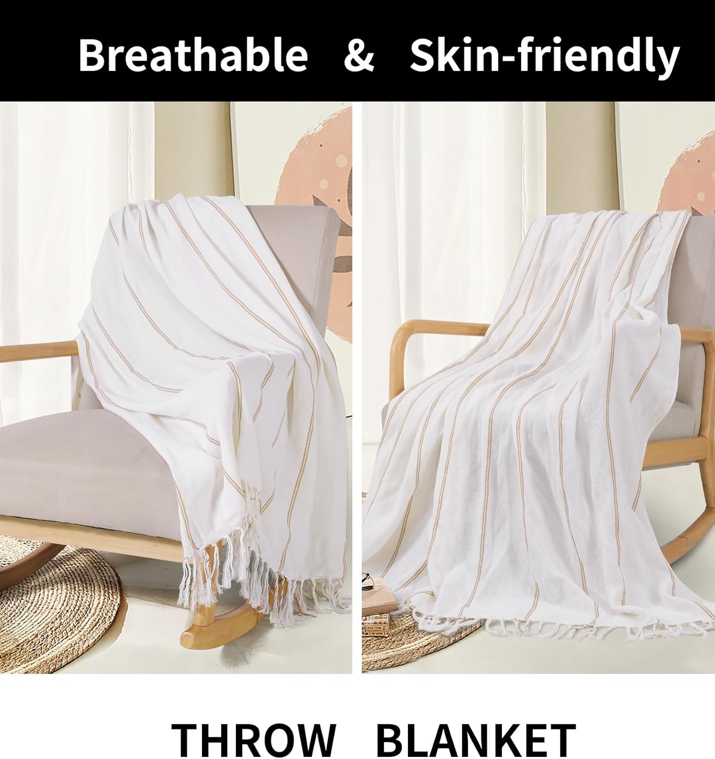 Large Cotton Turkish Throw Blanket Lightweight Breathable Home Decoration Women Birthday Gifts Ideal for Mom Grandma Wife Sister Girlfriend Her Boss Coworker Retirement New Home Hoursewarming