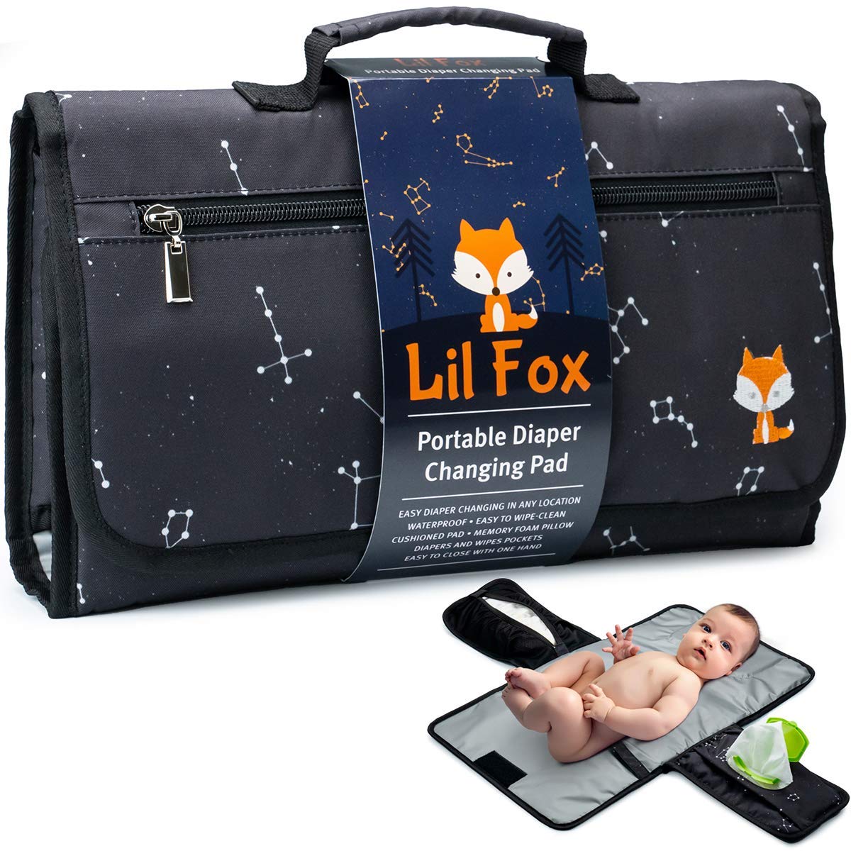 Portable Changing Pad - Waterproof Travel Baby Diaper Changing Pad, Mat Foldable, Wipes Pocket, Gifts