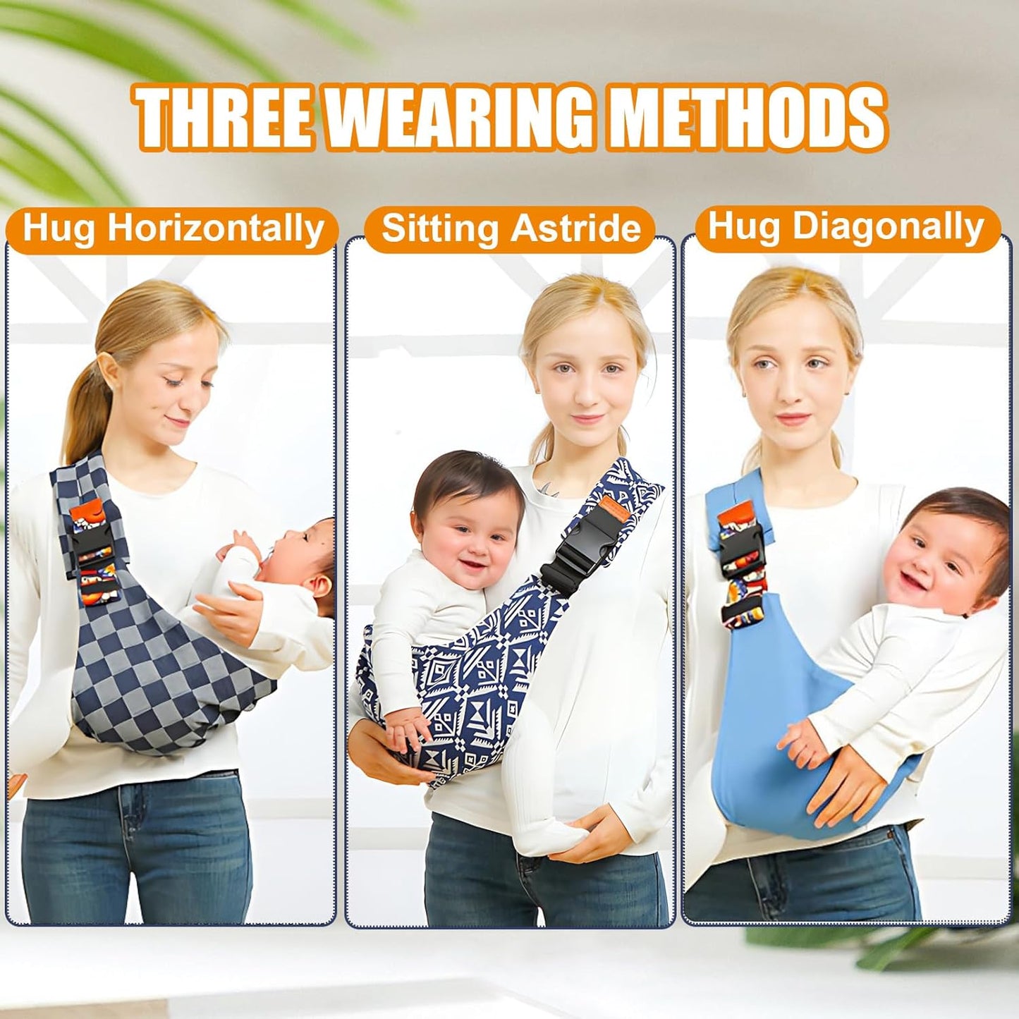 Baby Sling Carrier Newborn to Toddler Adjustable One-Shoulder Design with Hip Seat Support, Labor-Saving Baby Wraps Carrier 10-30 lbs(Mesh,Star)