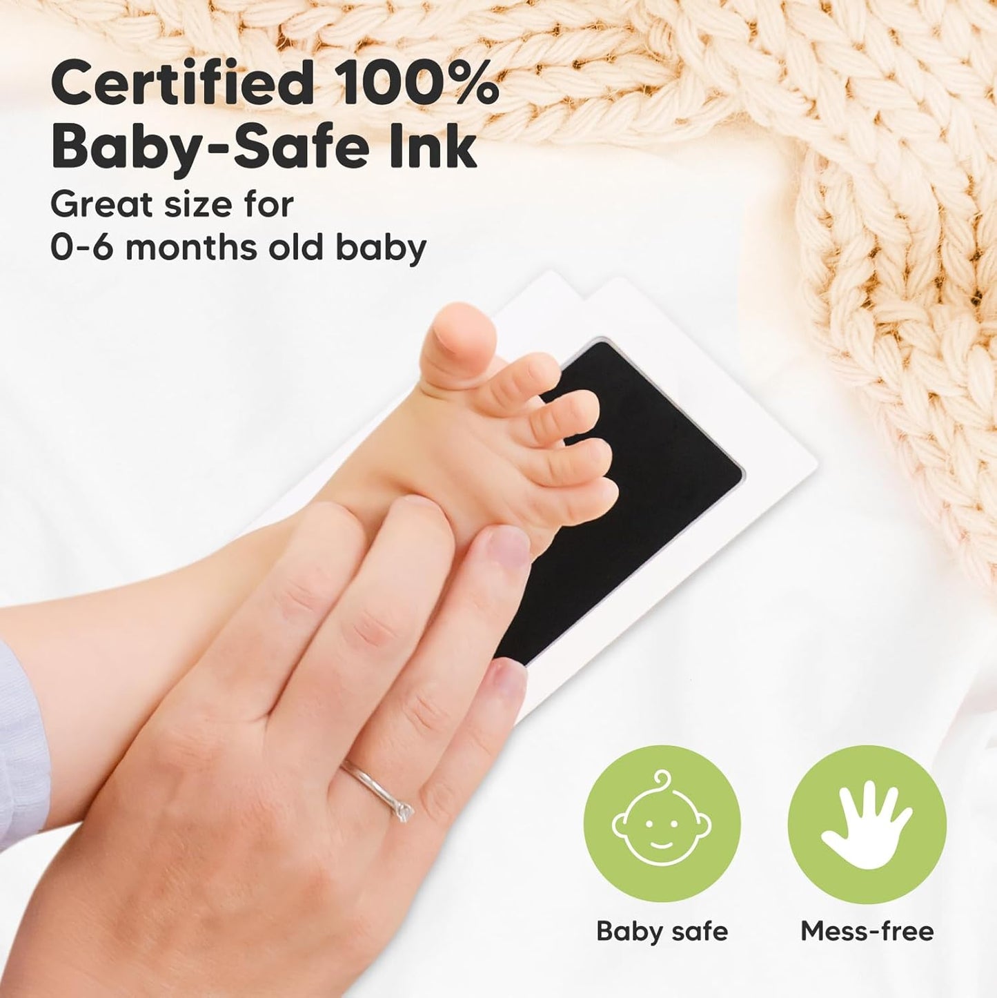 2-Pack Inkless Baby Hand and Footprint Kit - Mess Free Ink Pad for Newborn Keepsake, Dog Nose & Paw Print Kit, Clean Touch Ink Pad for Baby Hand & Footprints, Ideal New Mom Gifts (Jet Black)