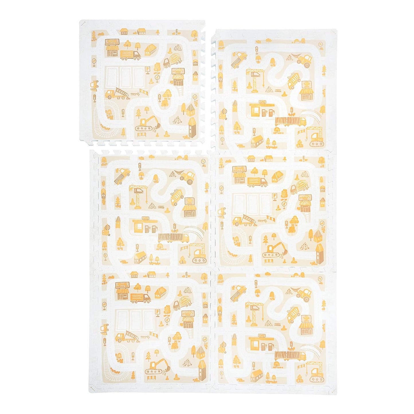 Premium Baby Foam Play Mats -Stylish Floor & Exercise Puzzle Mat for Toddlers & Kids- 6 Soft, Non-Toxic, Odorless, Peel-Resistant Foam Tiles - 6ft x 4ft -1" inch Extra-Thick, Warm Beige