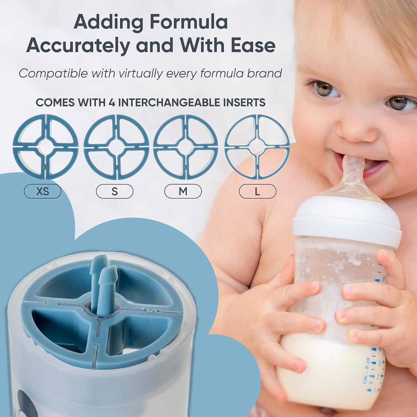 Formula Dispenser - Replaces Hand Scooping - Add Desired Amount with a Few clicks - Baby Formula Container to go - 10ounces Baby Milk Powder Storage - for Home & Travel