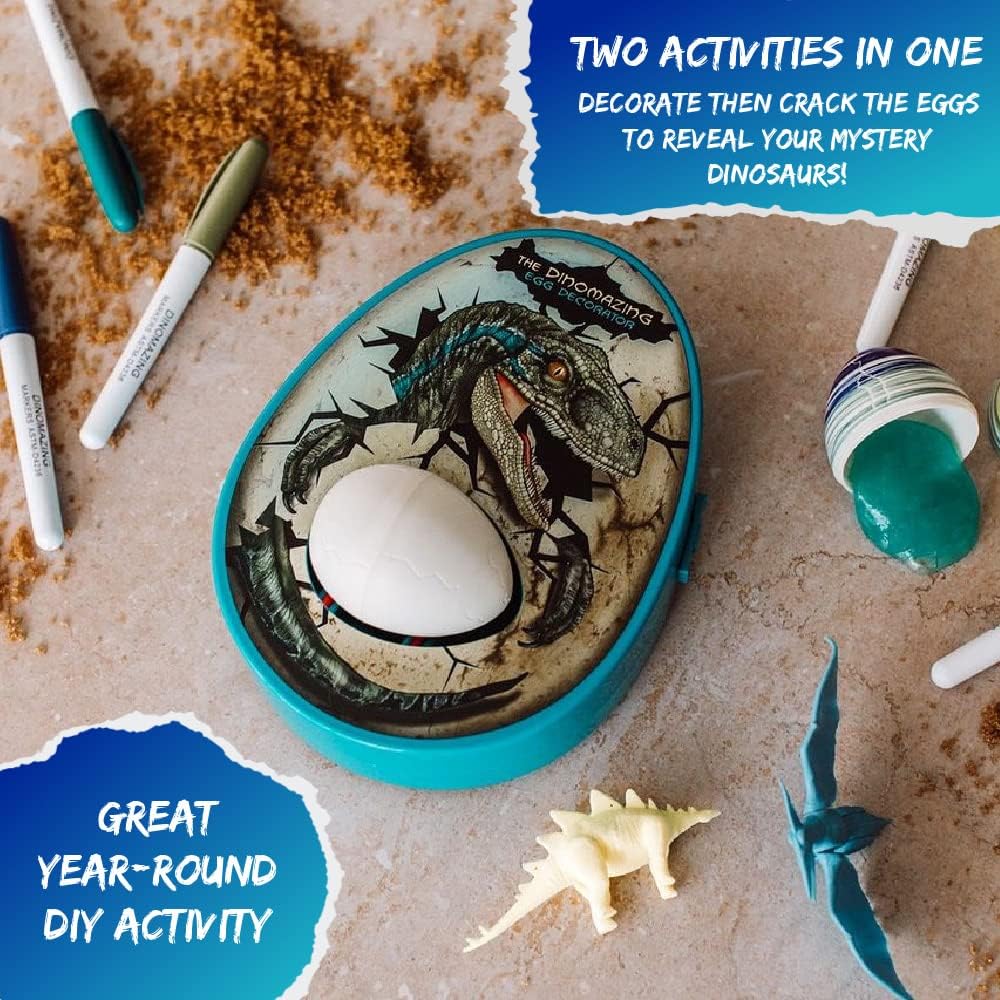 The Eggmazing Egg Decorator The DinoMazing Dinosaur Egg Refill - for The DinoMazing Egg Decorating Spinner by EggMazing - Egg with Mystery Dinosaur and Non-Toxic Slime - 6 Eggs