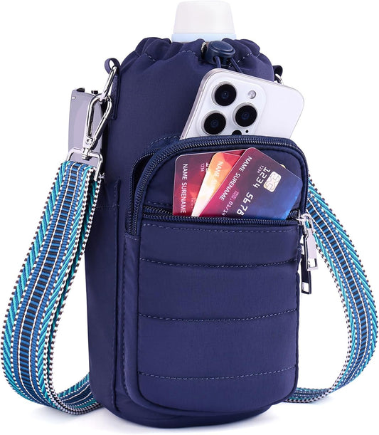 Water Bottle Bag 40 oz Crossbody Holder for Walking Hiking Insulated Carrier Purse with Adjustable Strap