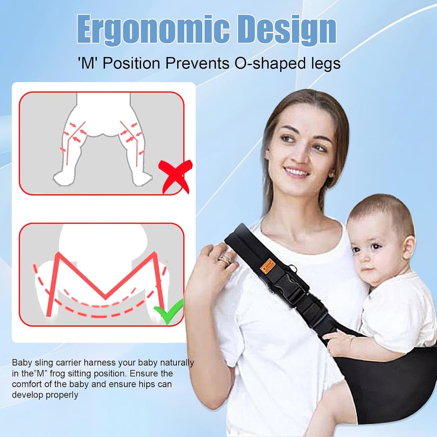 Baby Sling Carrier 2025 Baby Carrier Newborn to Toddler Sling Lightweight Baby Carrier Sling with Adjustable Straps Toddler Carrier Baby Wrap Sling for 10-30 lbs(Square)