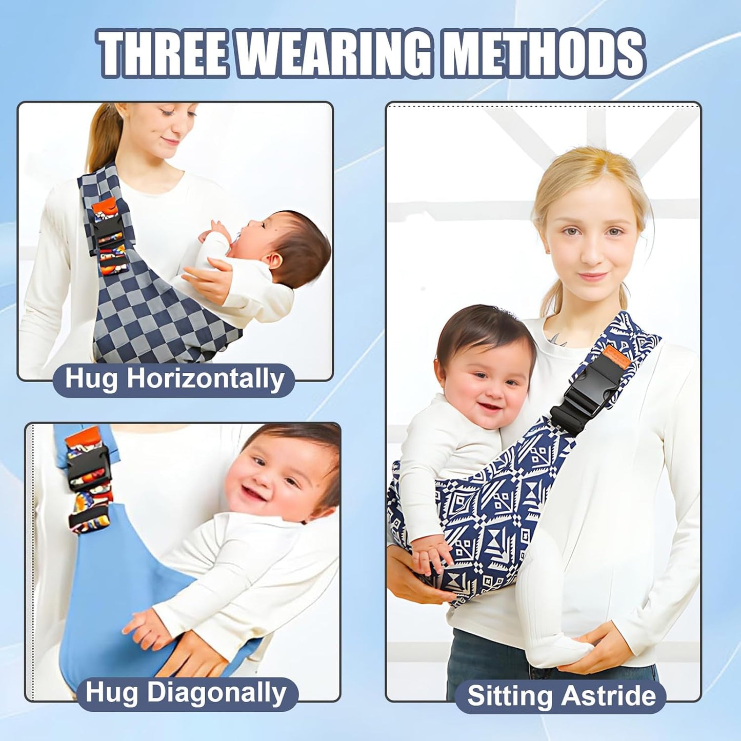 Baby Sling Carrier 2025 Baby Carrier Newborn to Toddler Sling Lightweight Baby Carrier Sling with Adjustable Straps Toddler Carrier Baby Wrap Sling for 10-30 lbs (Blue)